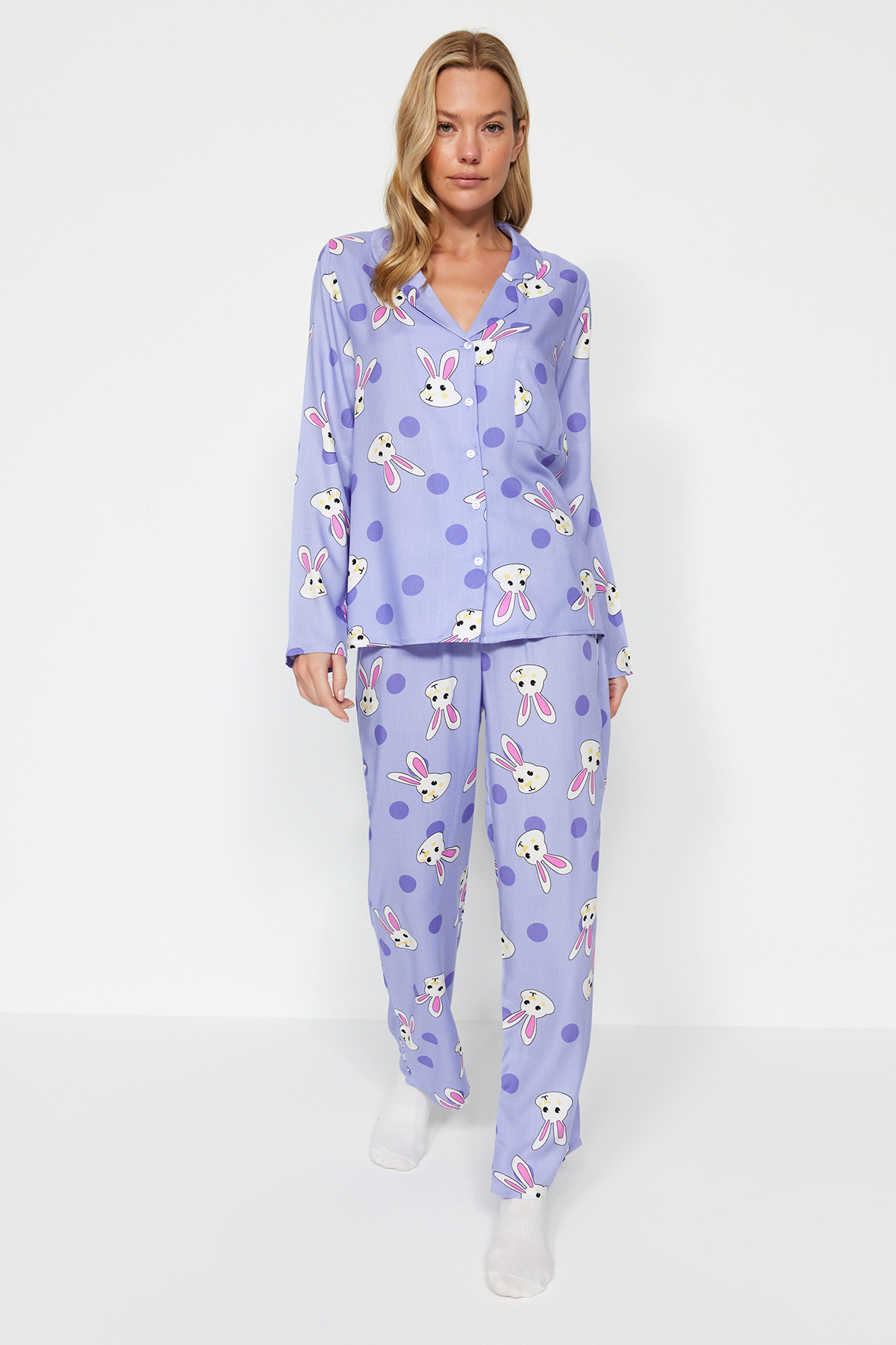 Дамска пижама Trendyol Rabbit patterned