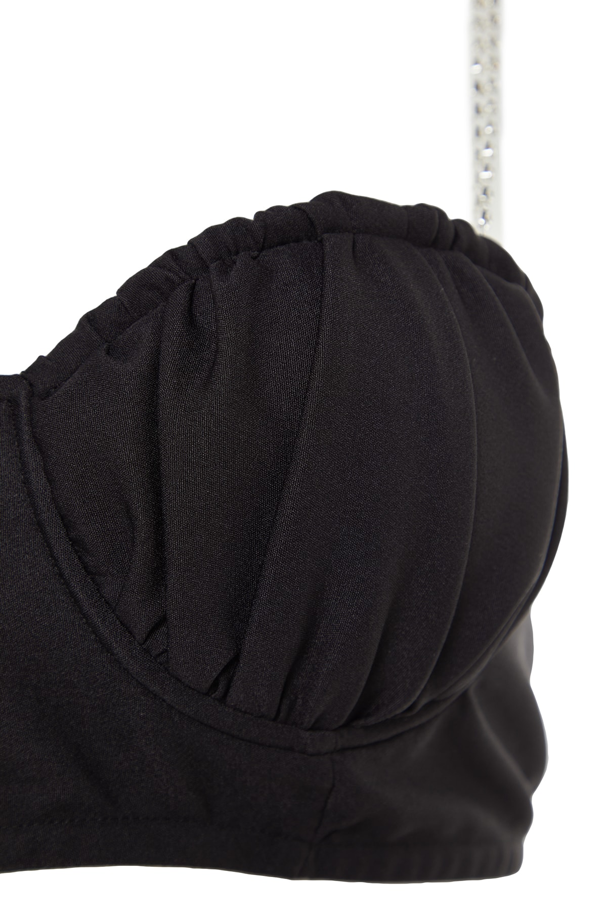 Trendyol Black Crop Lined Shiny Stone Woven Bustier