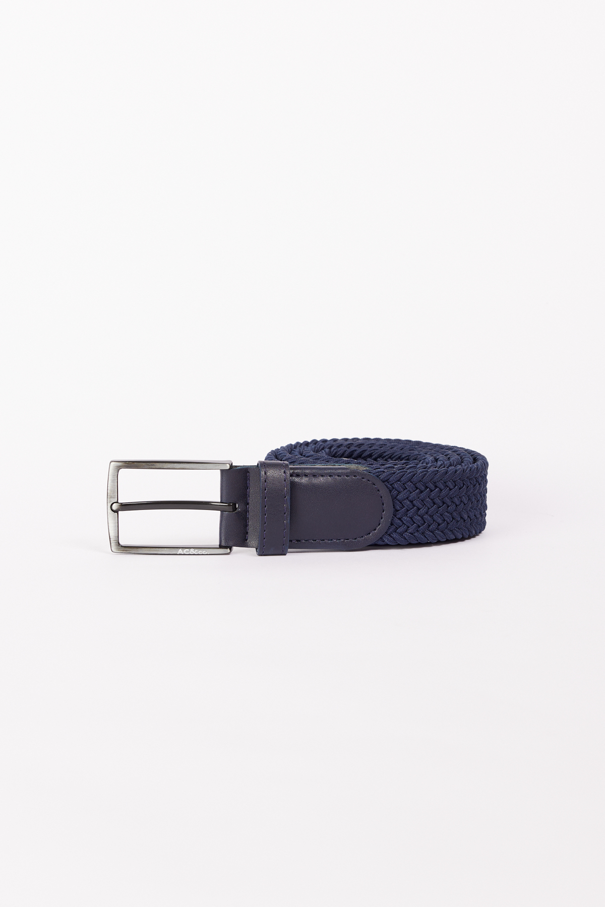 AC&Co / Altınyıldız Classics Men's Navy Blue Casual Faux Leather Knitted Jean Denim Belt