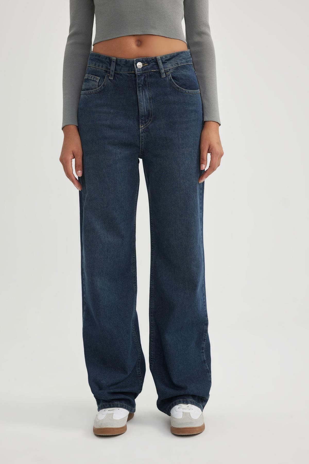 DEFACTO 90's Wide Leg High Waist Wide Leg Long Jean Trousers