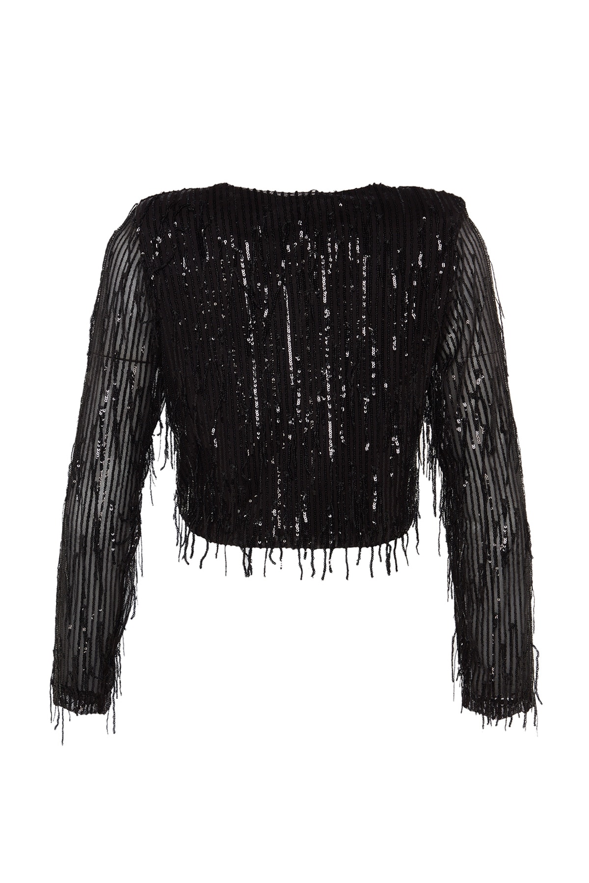 Jachetă neagră strălucitoare cu paiete Trendyol