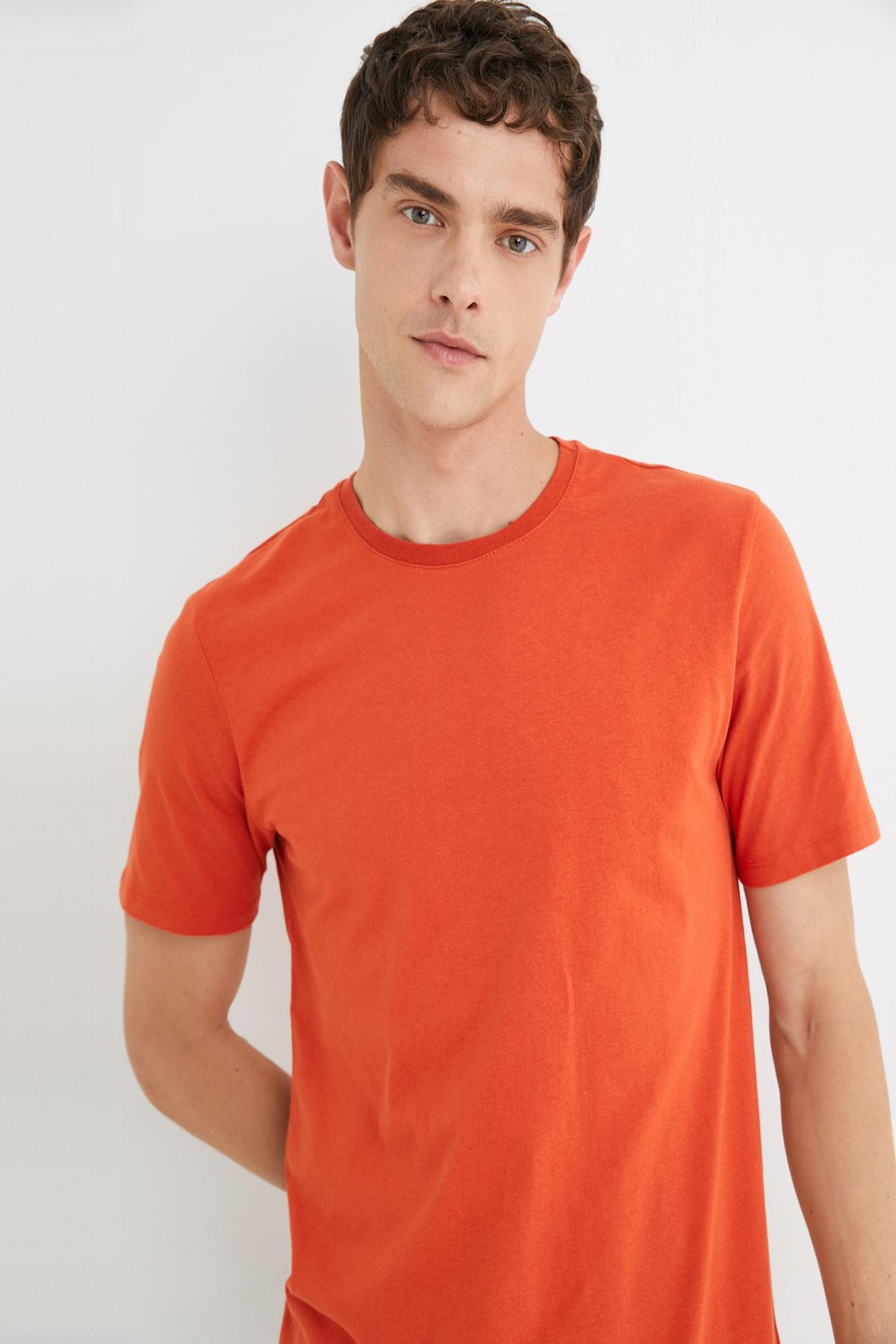 Levně Bavlněná pánská oranžová trička