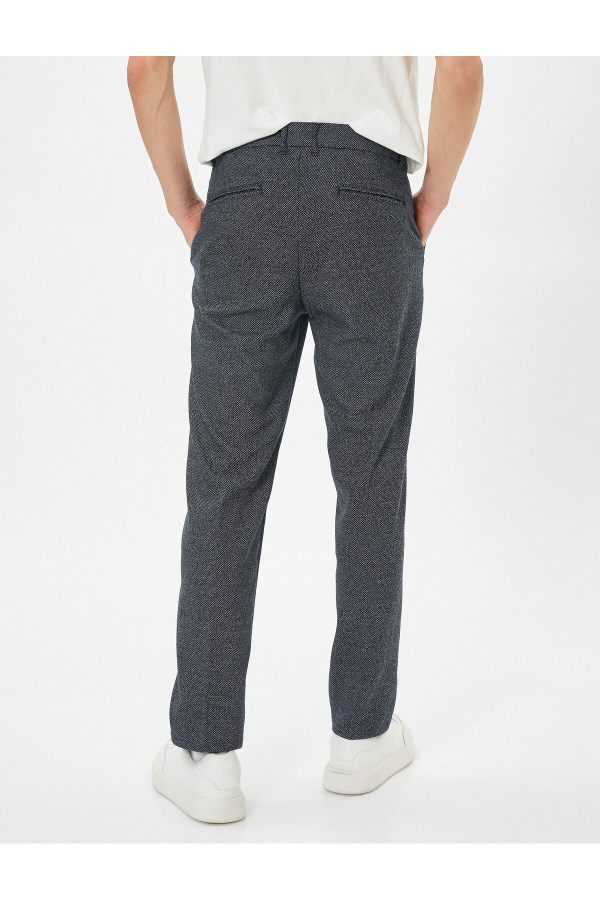 Koton Patterned Woven Trousers with Pockets and Buttons.
