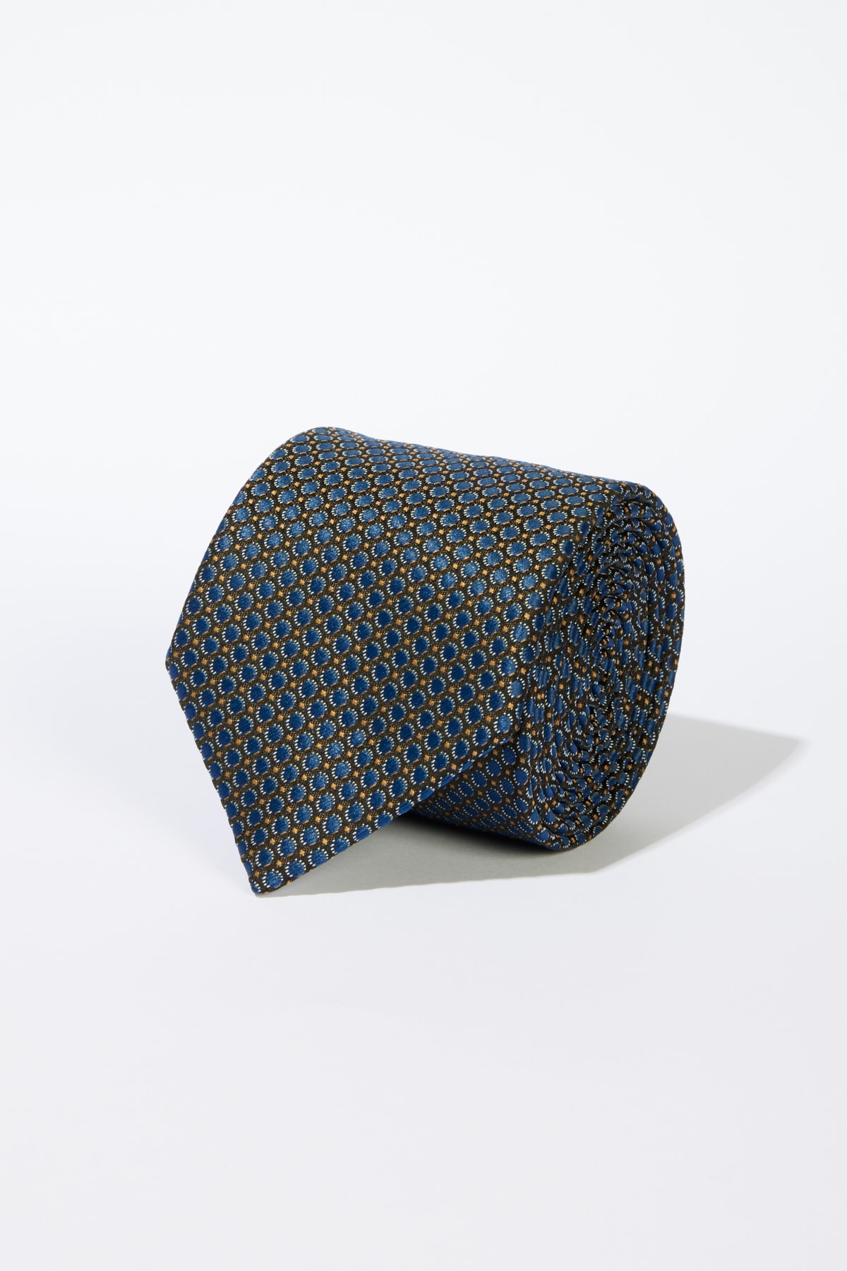 ALTINYILDIZ CLASSICS Men's Navy Blue-Yellow Patterned Tie