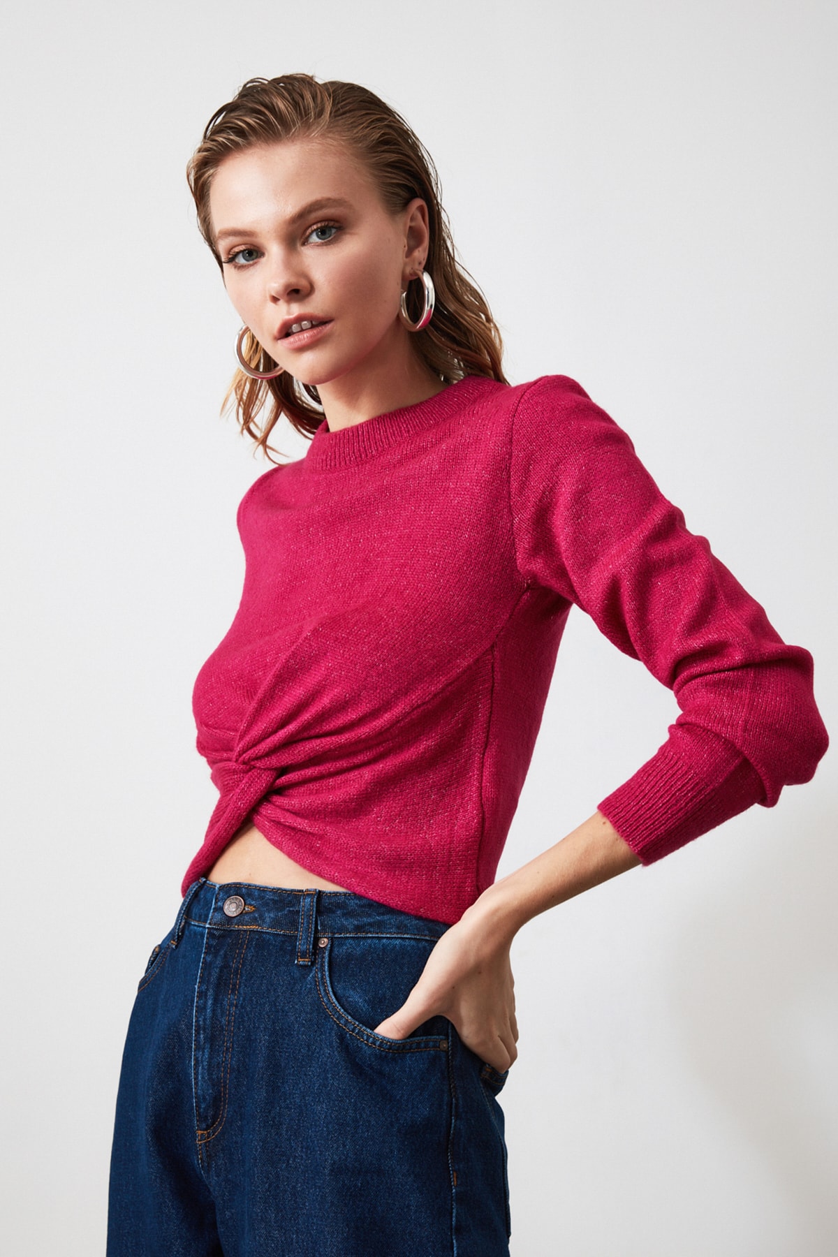 Trendyol Sweater - Pink - Regular fit