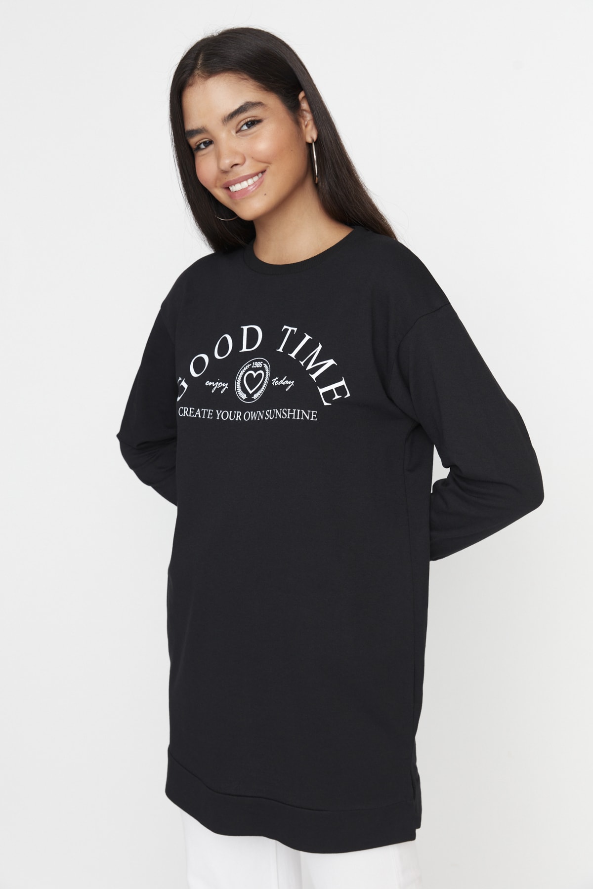Trendyol Sweatshirt - Black - Oversize