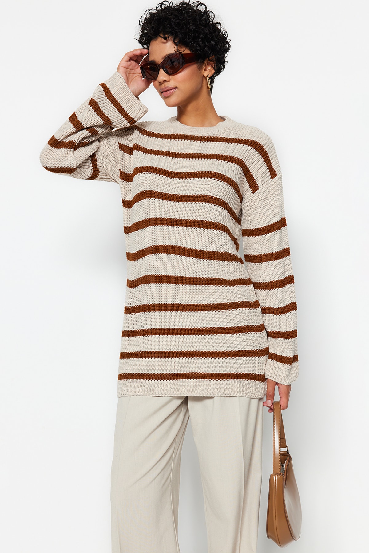 Trendyol Sweater - Beige - Relaxed fit