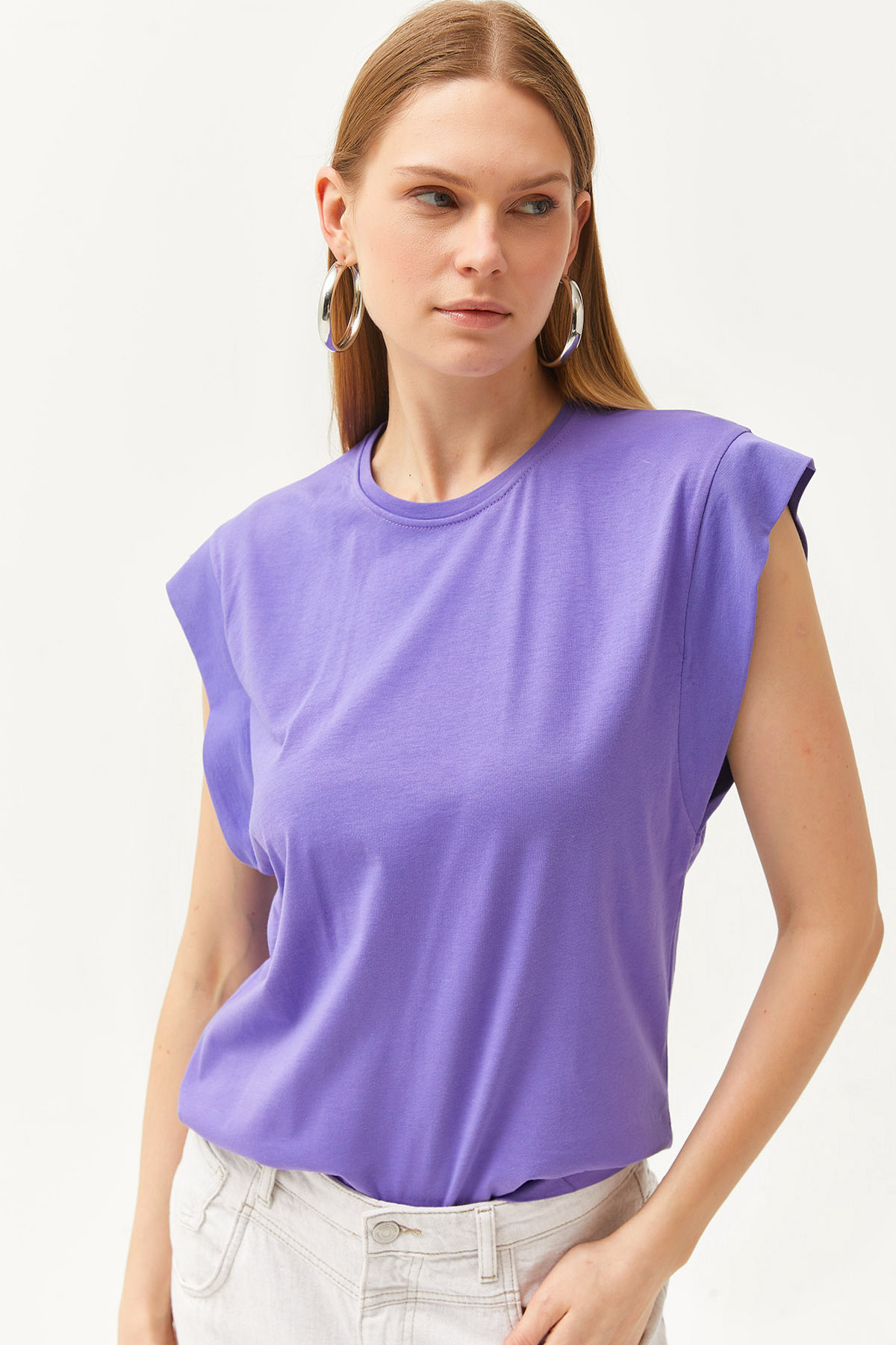 Olalook Women's Purple Underarm Pieced Bat T-shirt