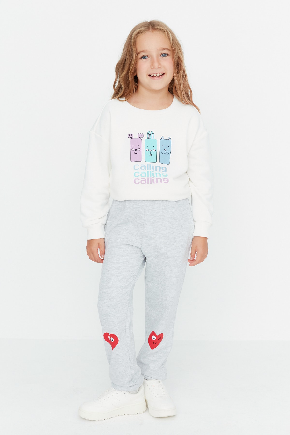 Levně Trendyol Gray Patterned Girl Knitted Sweatpants