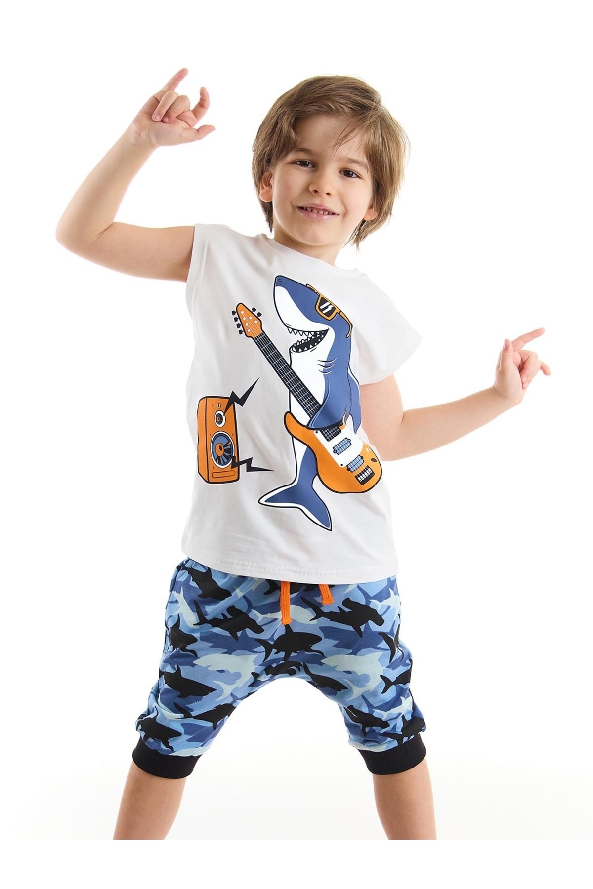 Levně mshb&g Shark Boy T-shirt Capri Shorts Set