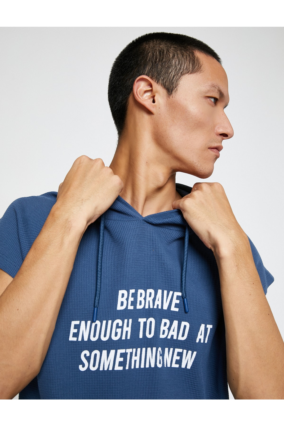 Levně Koton Basic Hooded Sports Oversize T-Shirt Slogan Printed Sleeveless