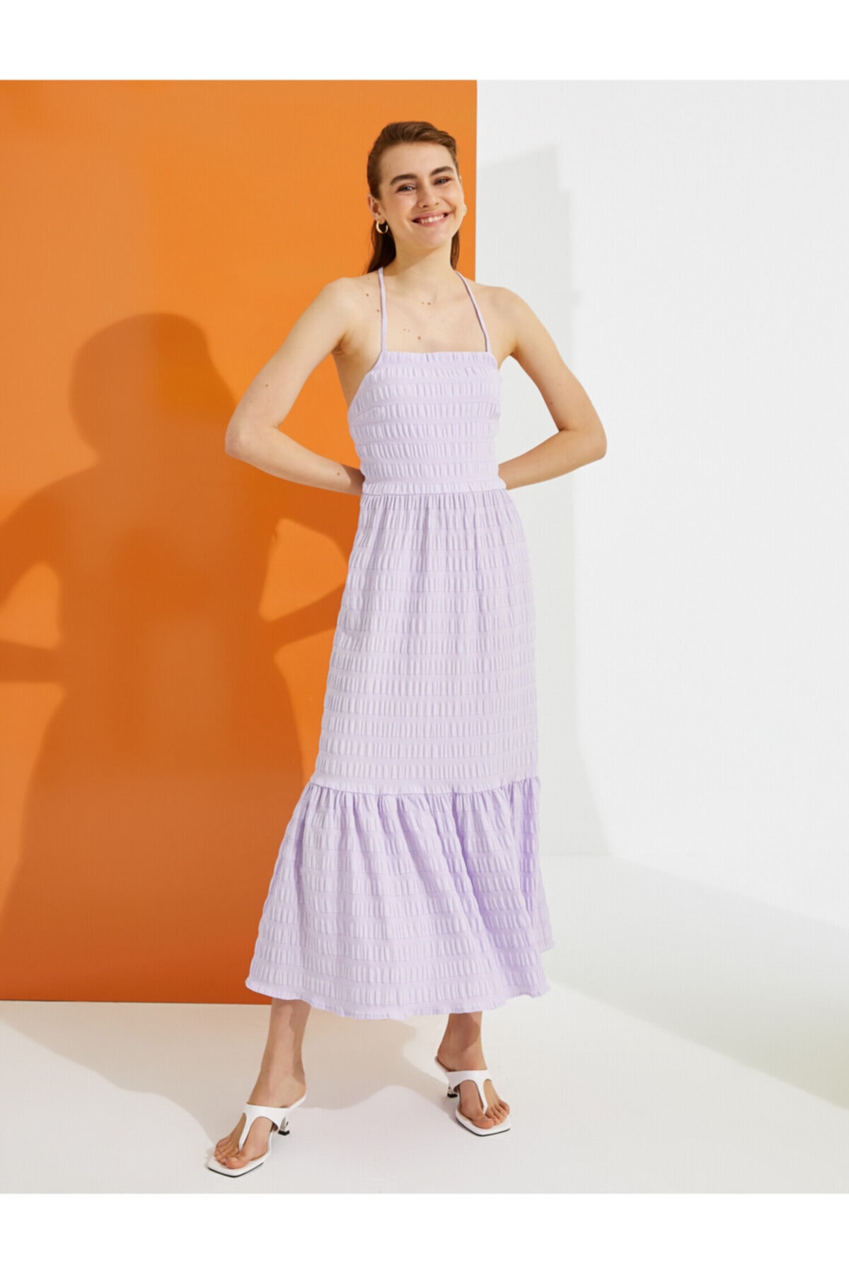 Koton femei Liliac Carouri Dress
