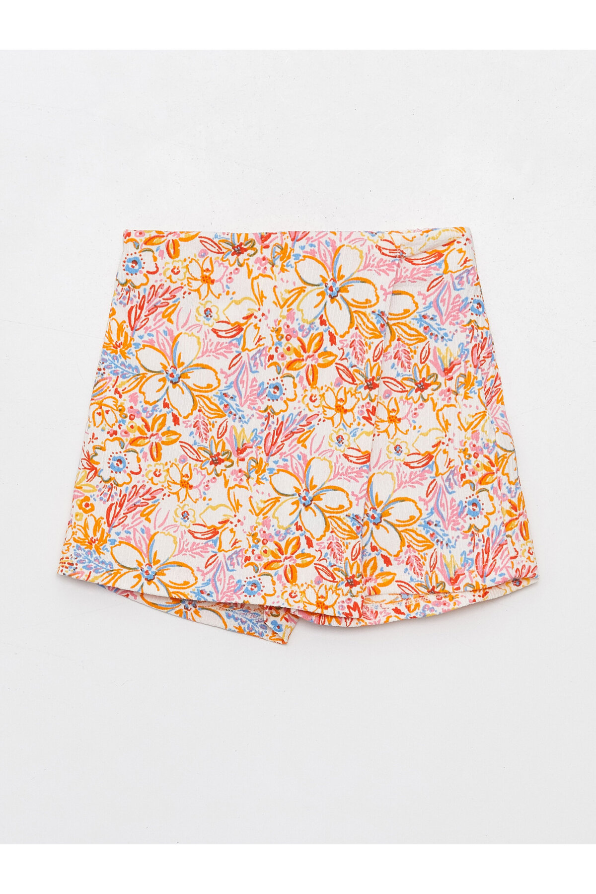 Levně LC Waikiki Girl's Elastic Waist Floral Short Skirt