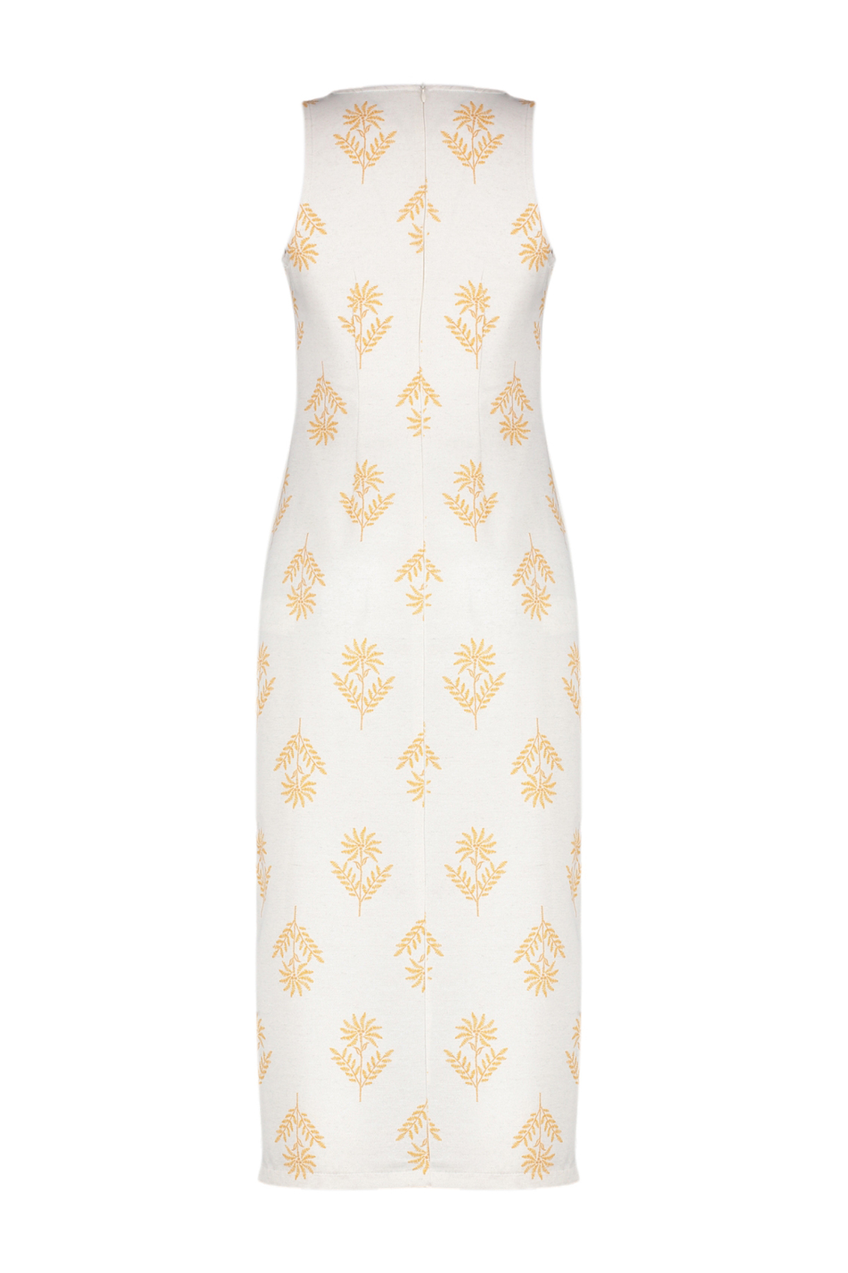 Trendyol Ecru Ethnic Patterned Straight Cut Midi Woven Dress