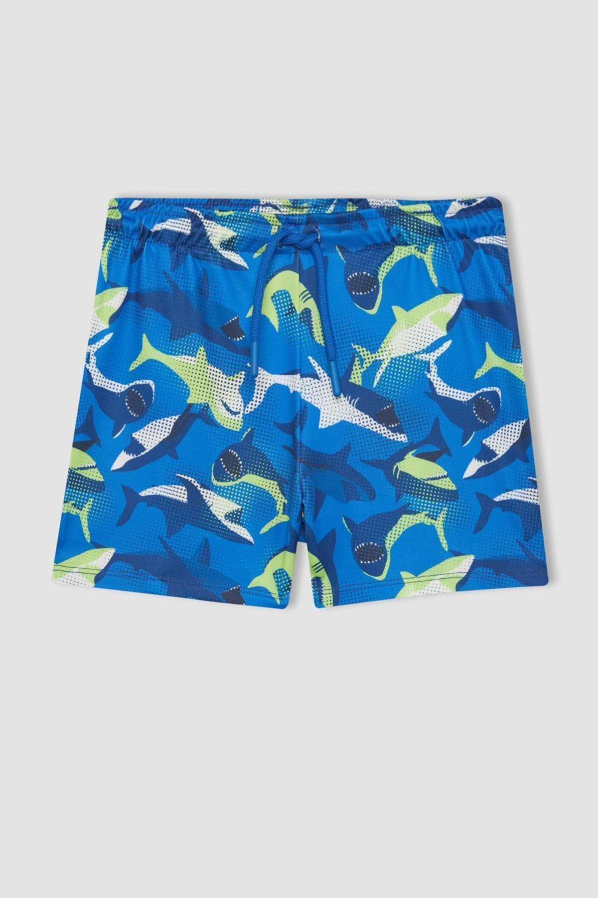 DEFACTO Boy's Shark Pattern Swimsuit