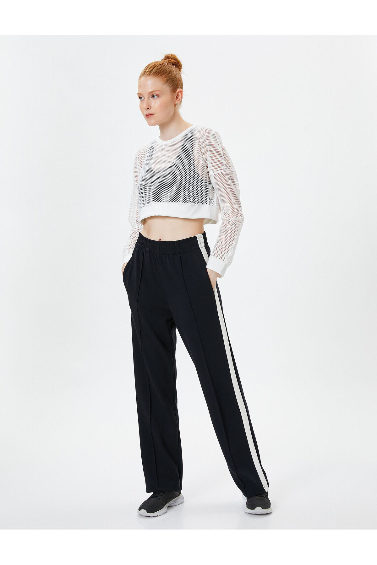 Koton Modal Fabric Sweatpants Side Striped Detailed Ribbed High Waist Pocket