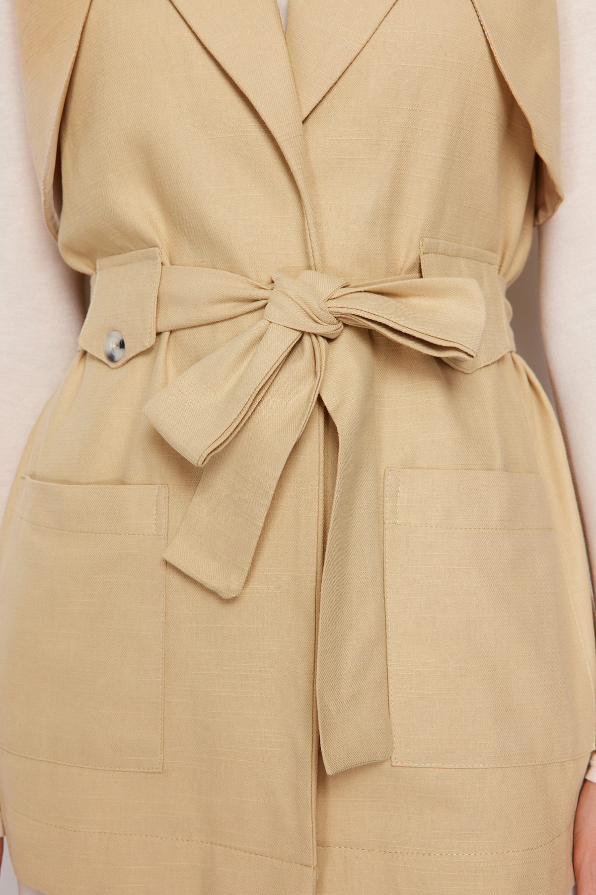 Trendyol Beige Finike Belt Detailed Woven Vest