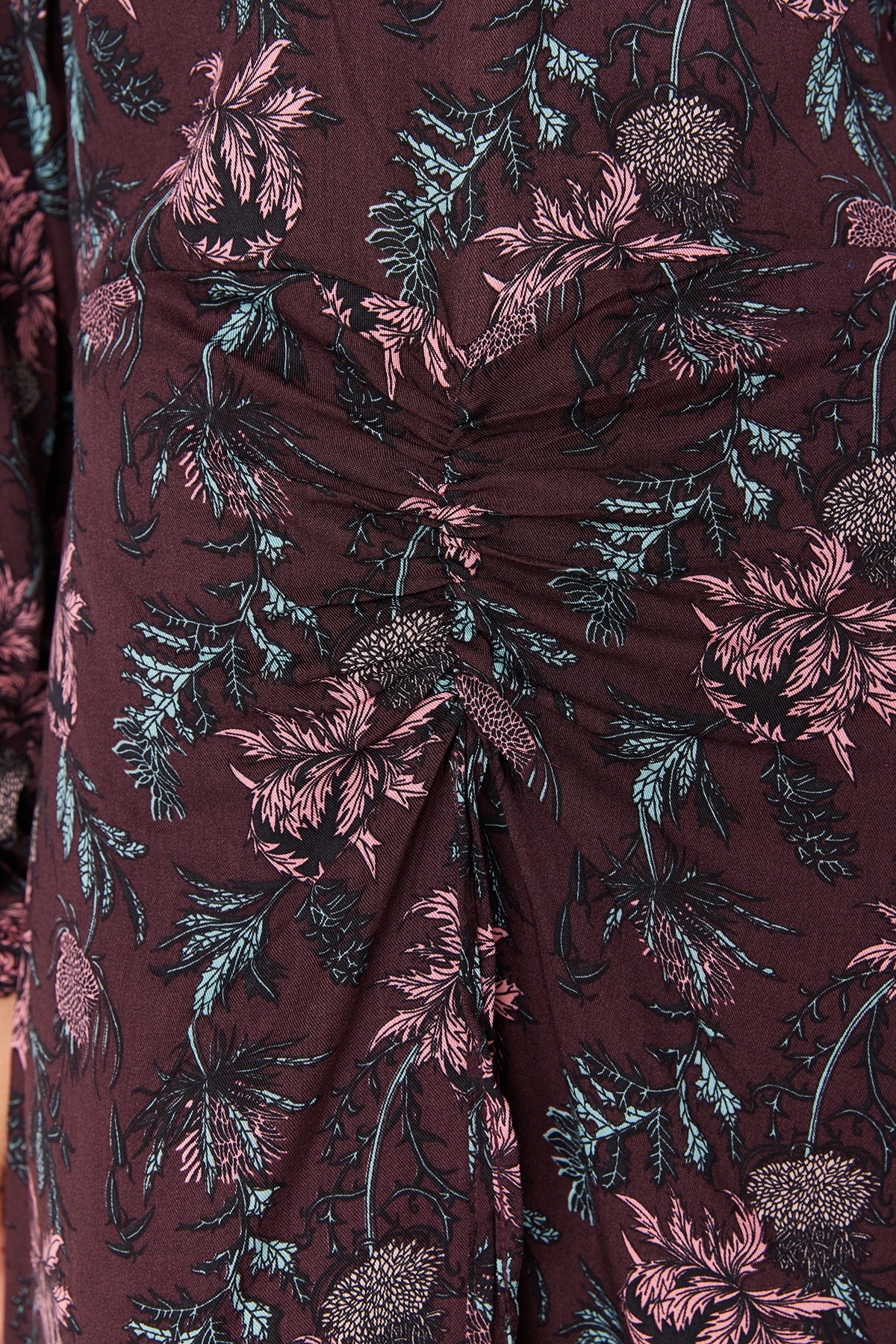 Trendyol burgundia țesută a adunat rochie țesută detaliată