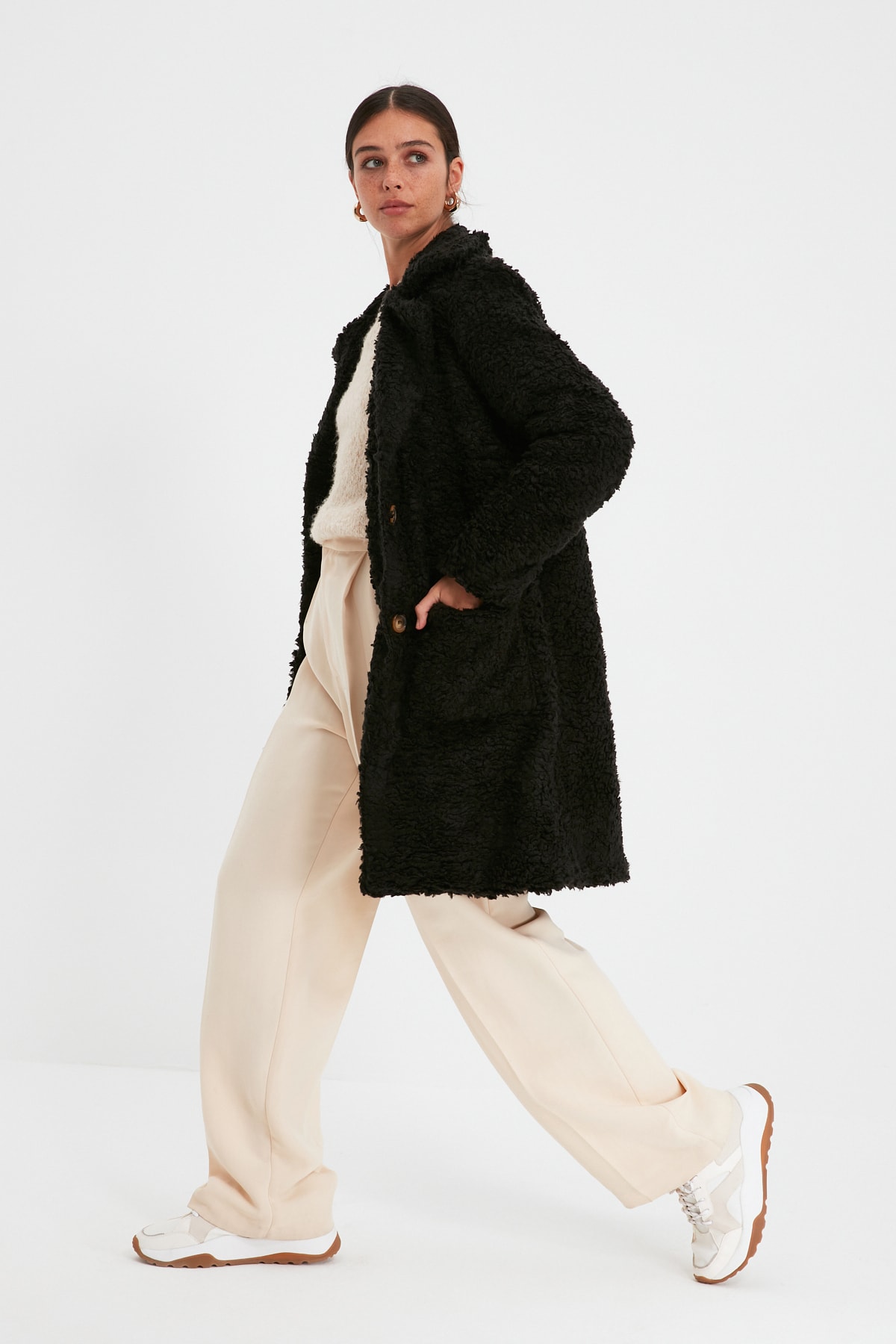 Trendyol Coat - Black - Double-breasted