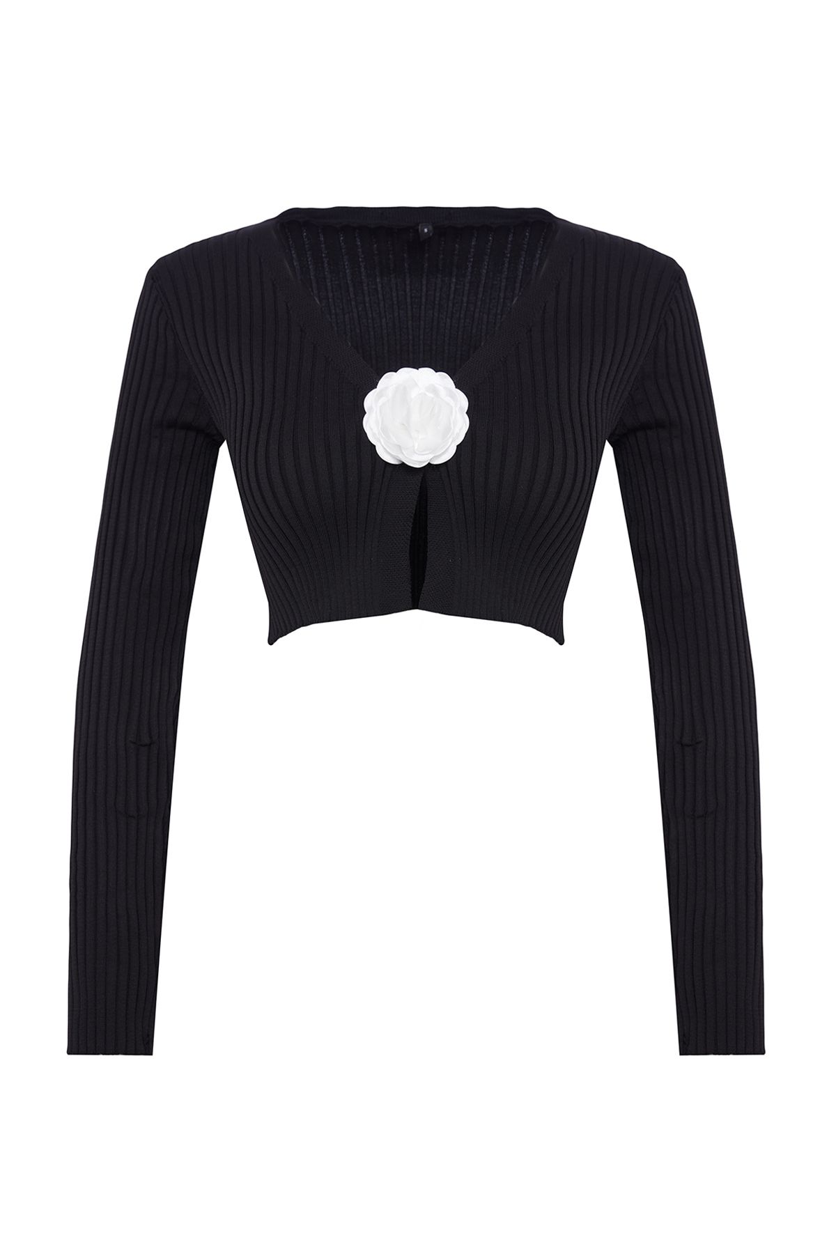 Trendyol Limited Edition Black Rose Detailed Knitwear Cardigan