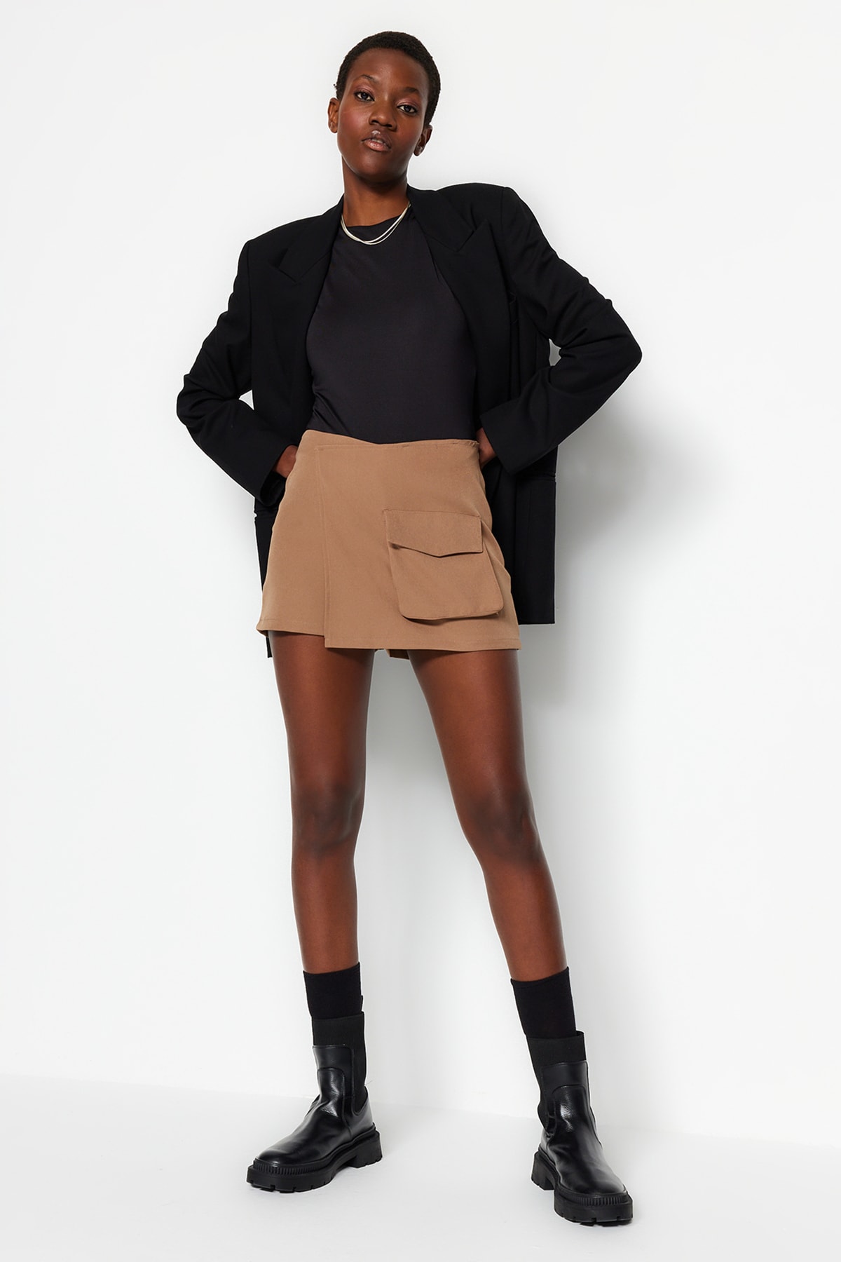 Trendyol Shorts - Brown - High Waist