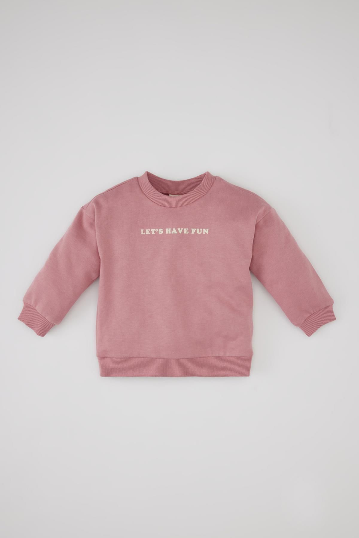 DEFACTO Baby Girl Crew Neck Printed Basic Sweatshirt