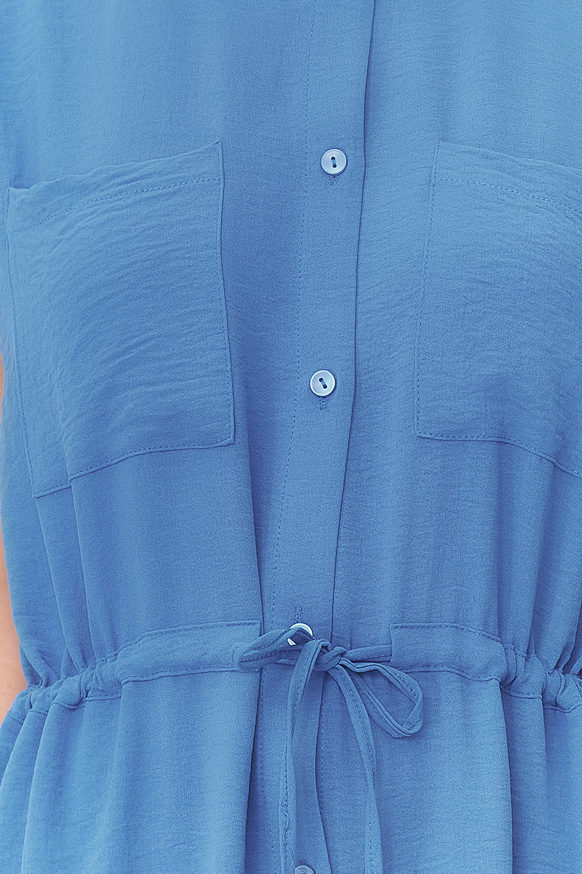 Trendyol Dark Blue Gathered Waist Pocket Detailed Aerobin Midi Woven Dress