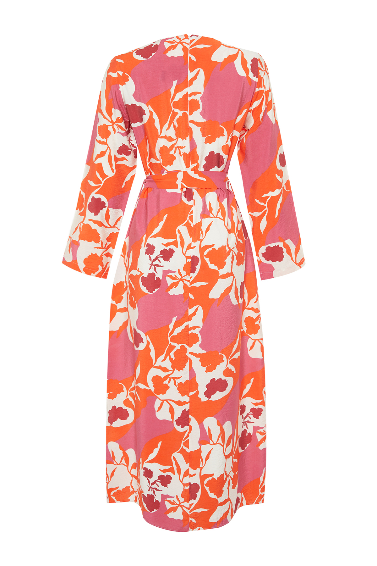 Trendyol Pink Belted Floral Woven Dress