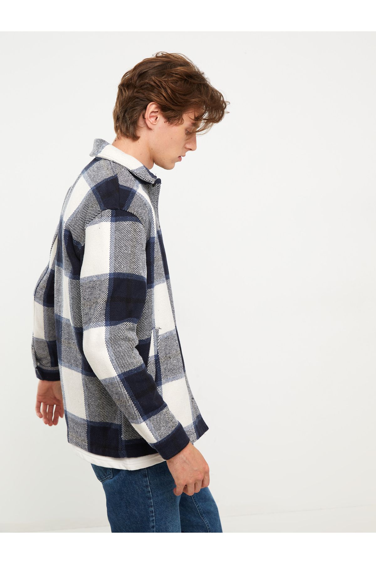 LC Waikiki Comfortable Fit Shirt Collar Plaid Men's Coat