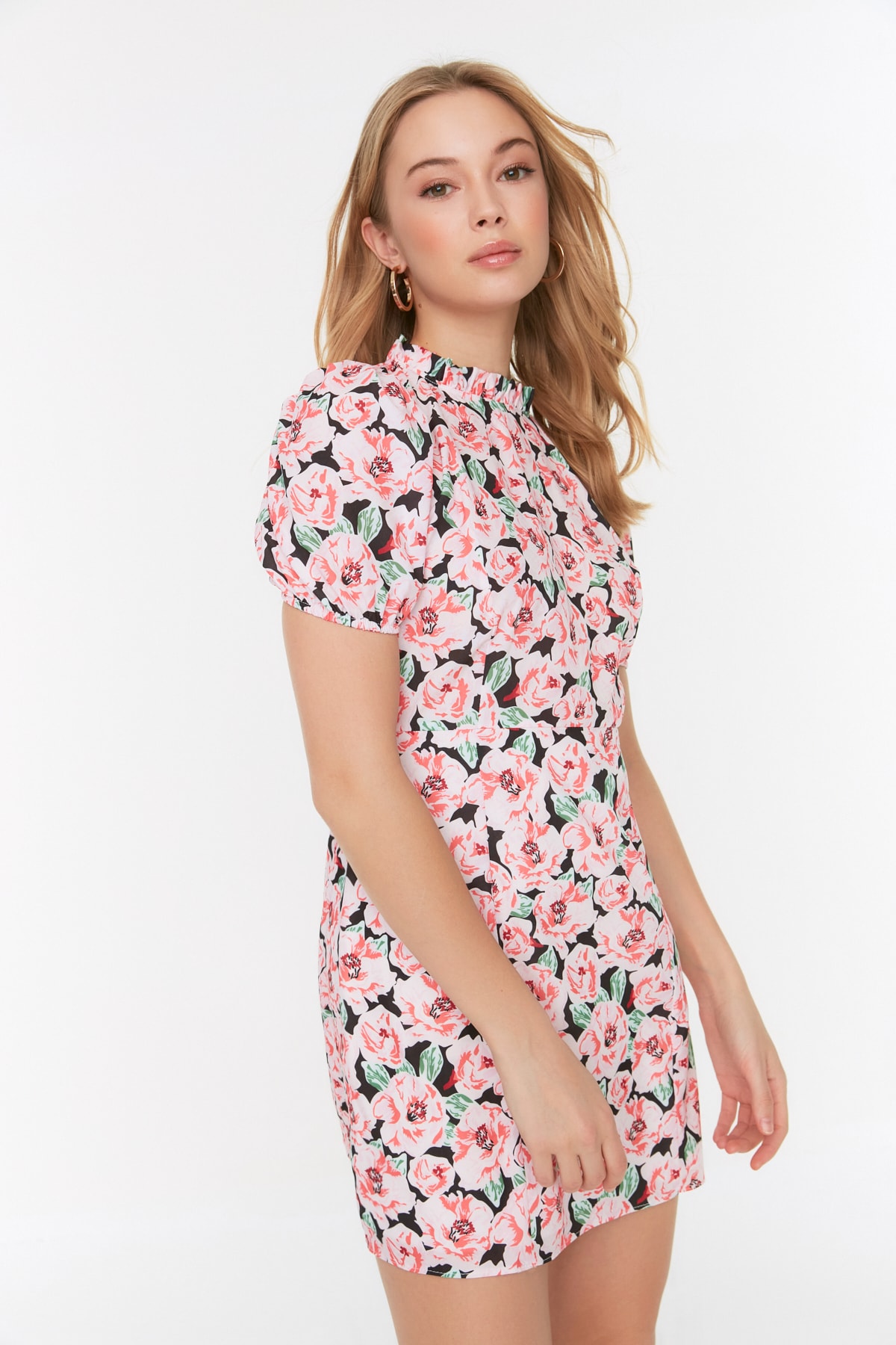 Trendyol Multicolor Petite dreapta guler cu model Rochie