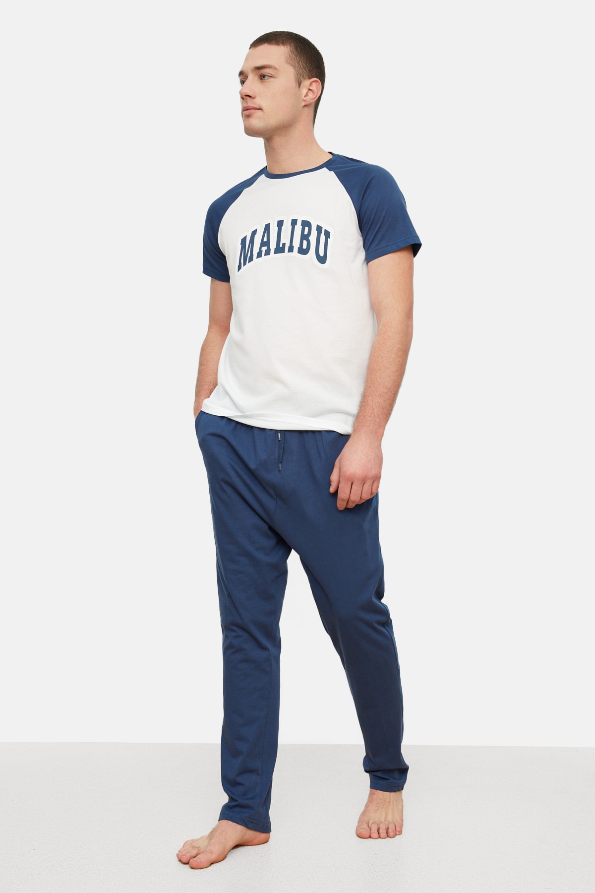 Trendyol Navy Blue Knitted Pajamas Set