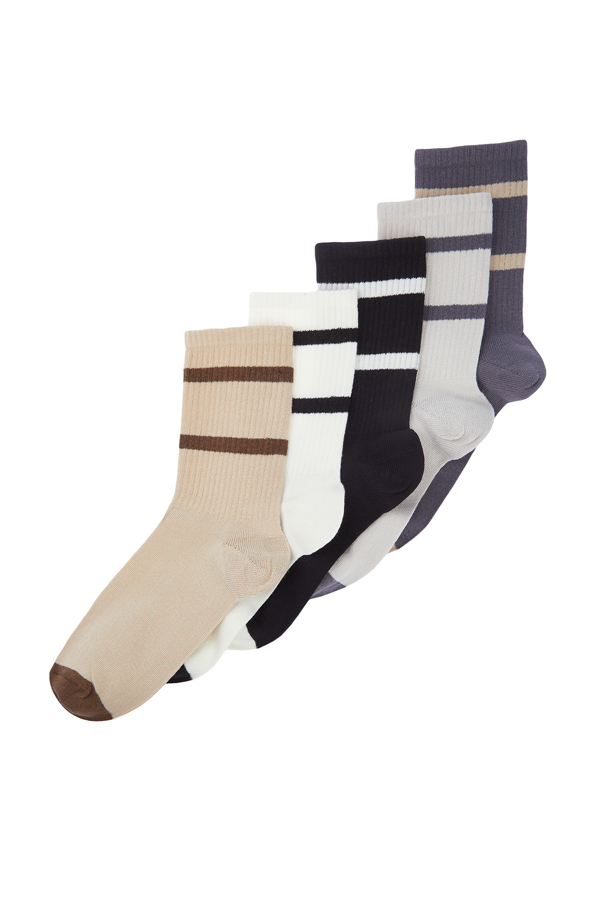 Levně Trendyol 5-Pack Multi Color Cotton Striped College-Tennis-Mid-Length Socks
