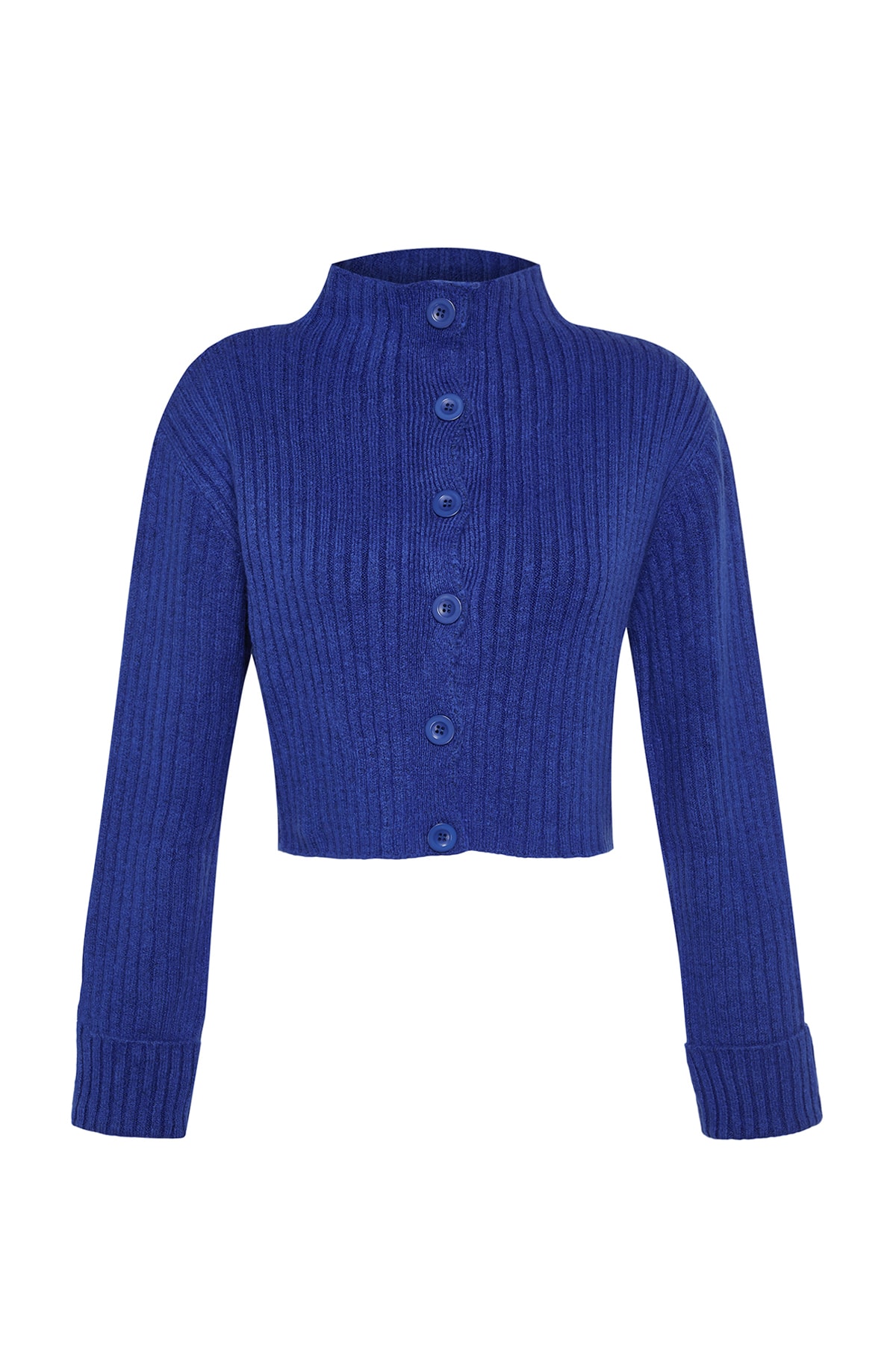 Trendyol Saks Crop Soft Textured Standing Collar Knitwear Cardigan