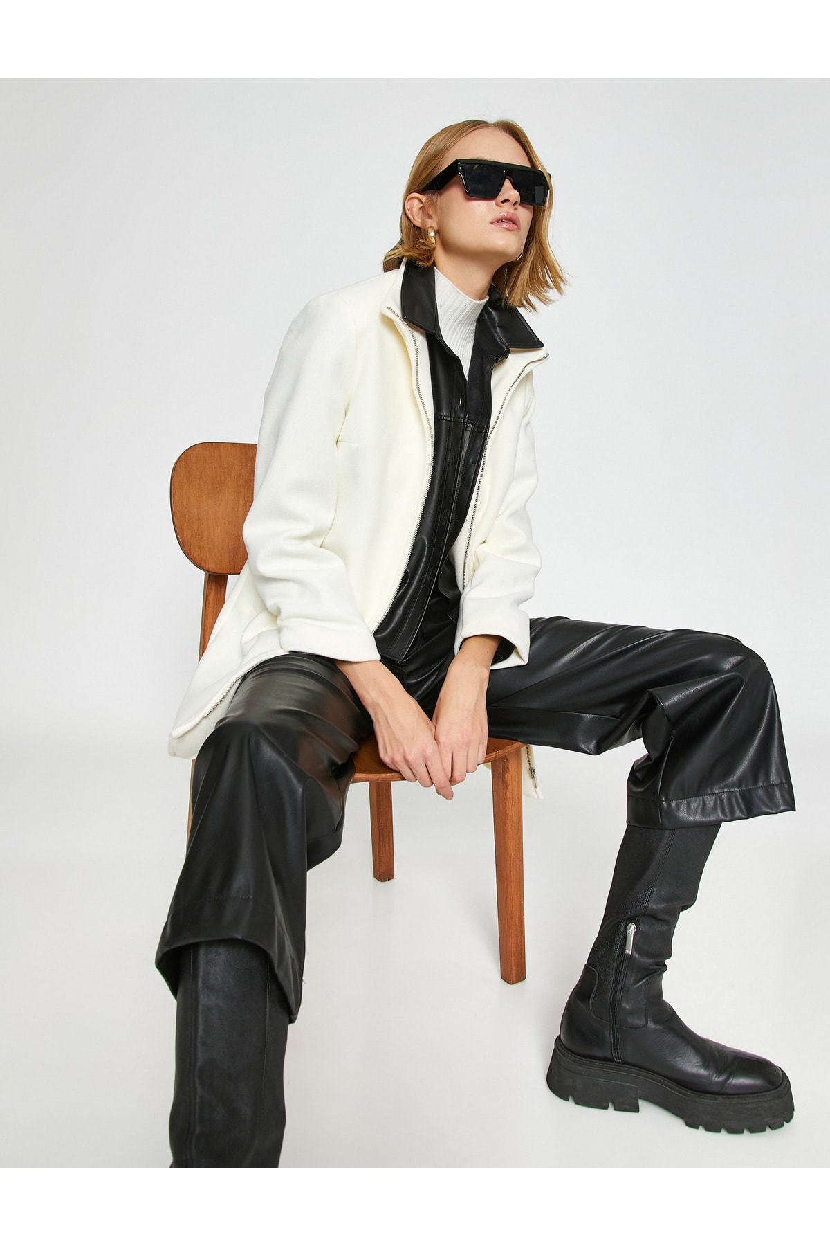 Koton Coat - Ecru - Double-breasted
