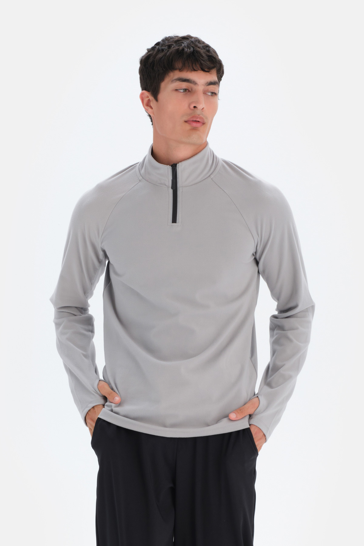 Dagi Men's Light Gray Zipper Collar Sweatshirts