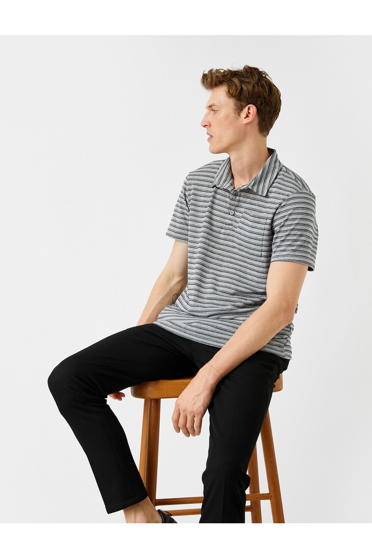 Levně Koton Pocket Striped Polo Neck T-Shirt