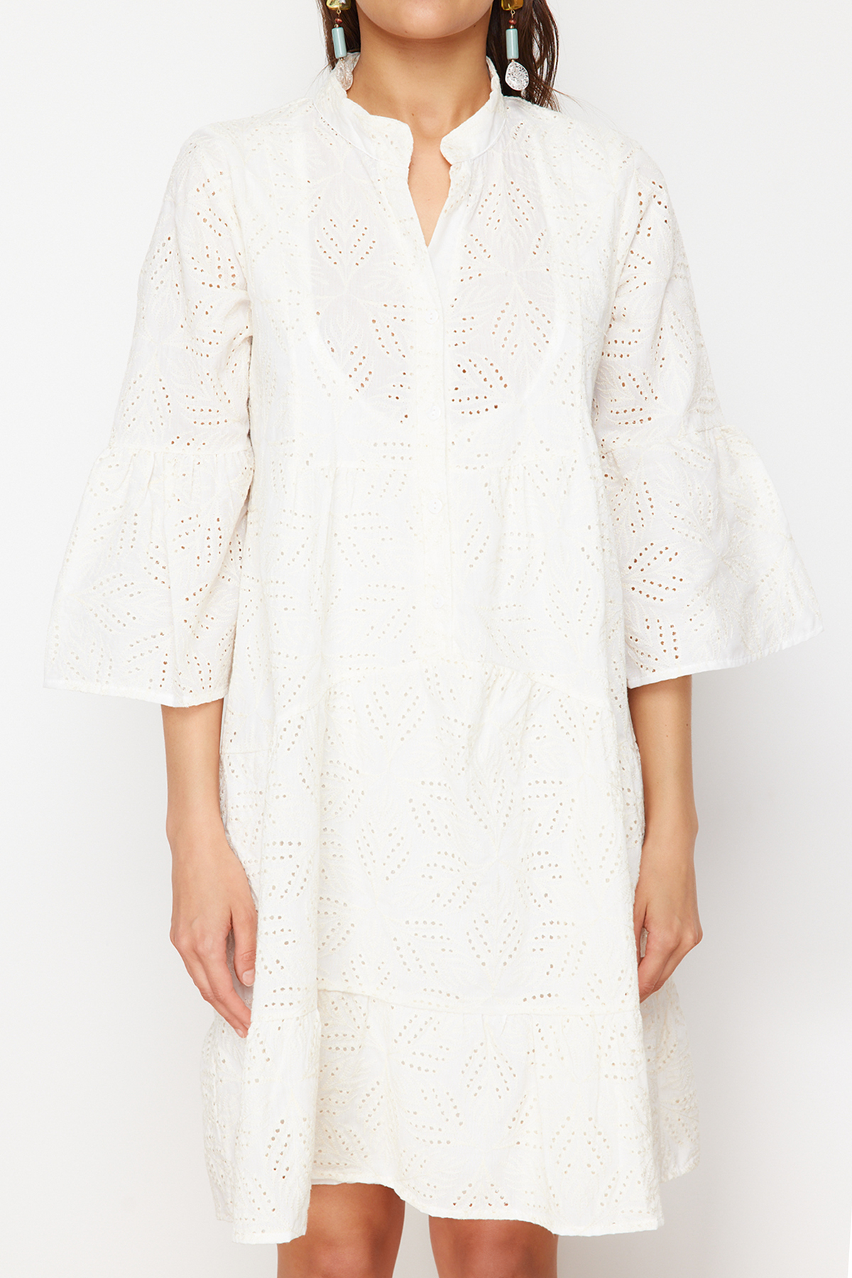 Trendyol White Mini Stranded Beach Dress