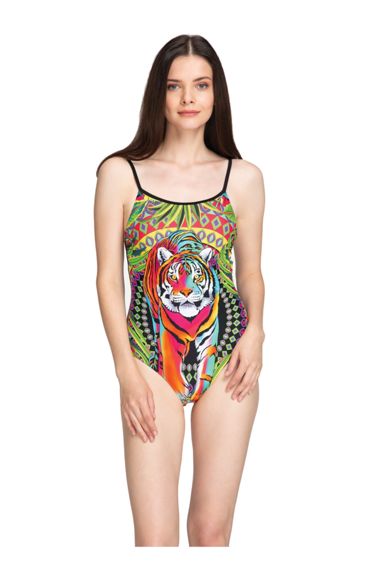 Levně Plavky Dagi Black Tiger Pattern s tenkým ramínkem
