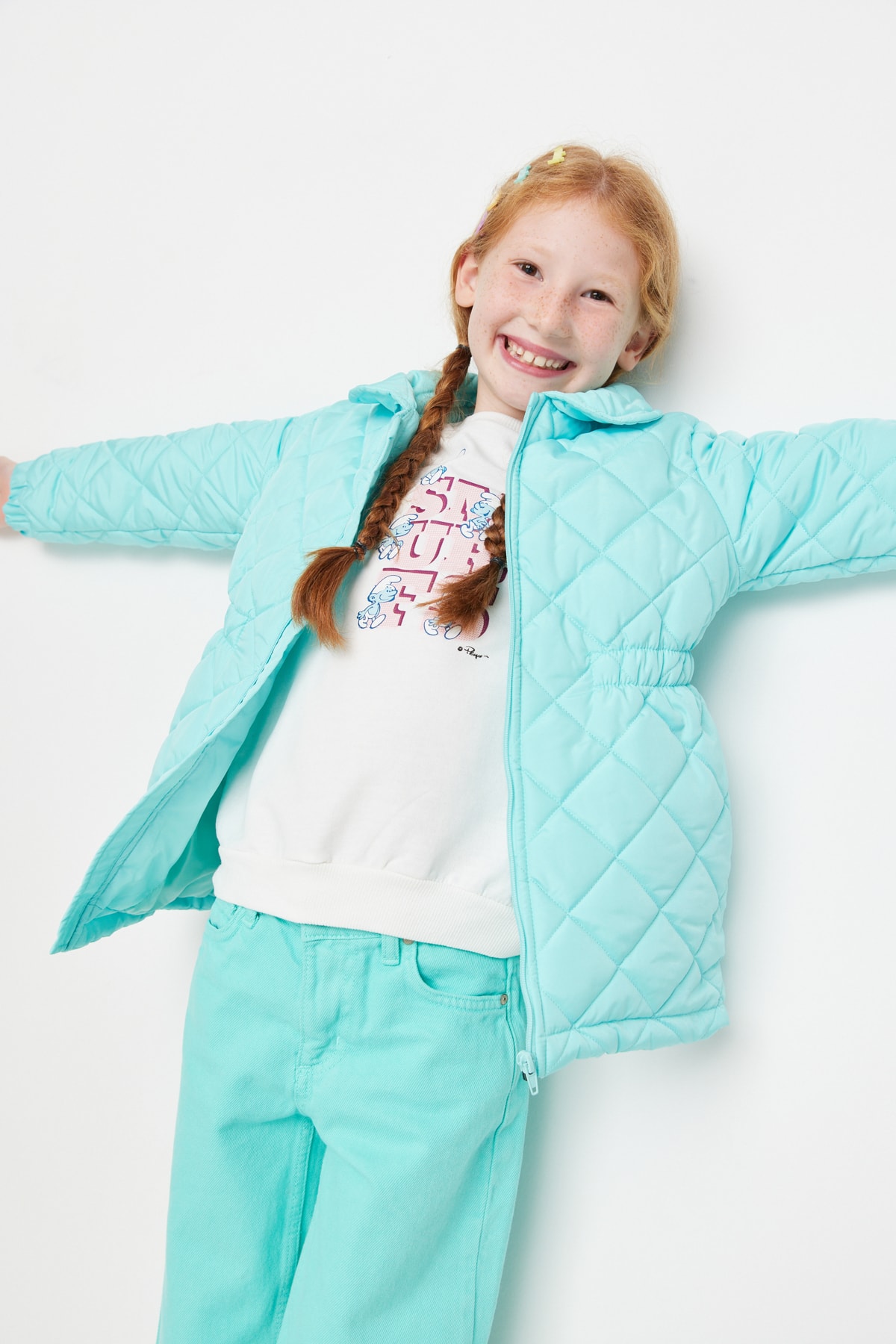 Trendyol Mint Collar Detailed Girls' Quilted Coat