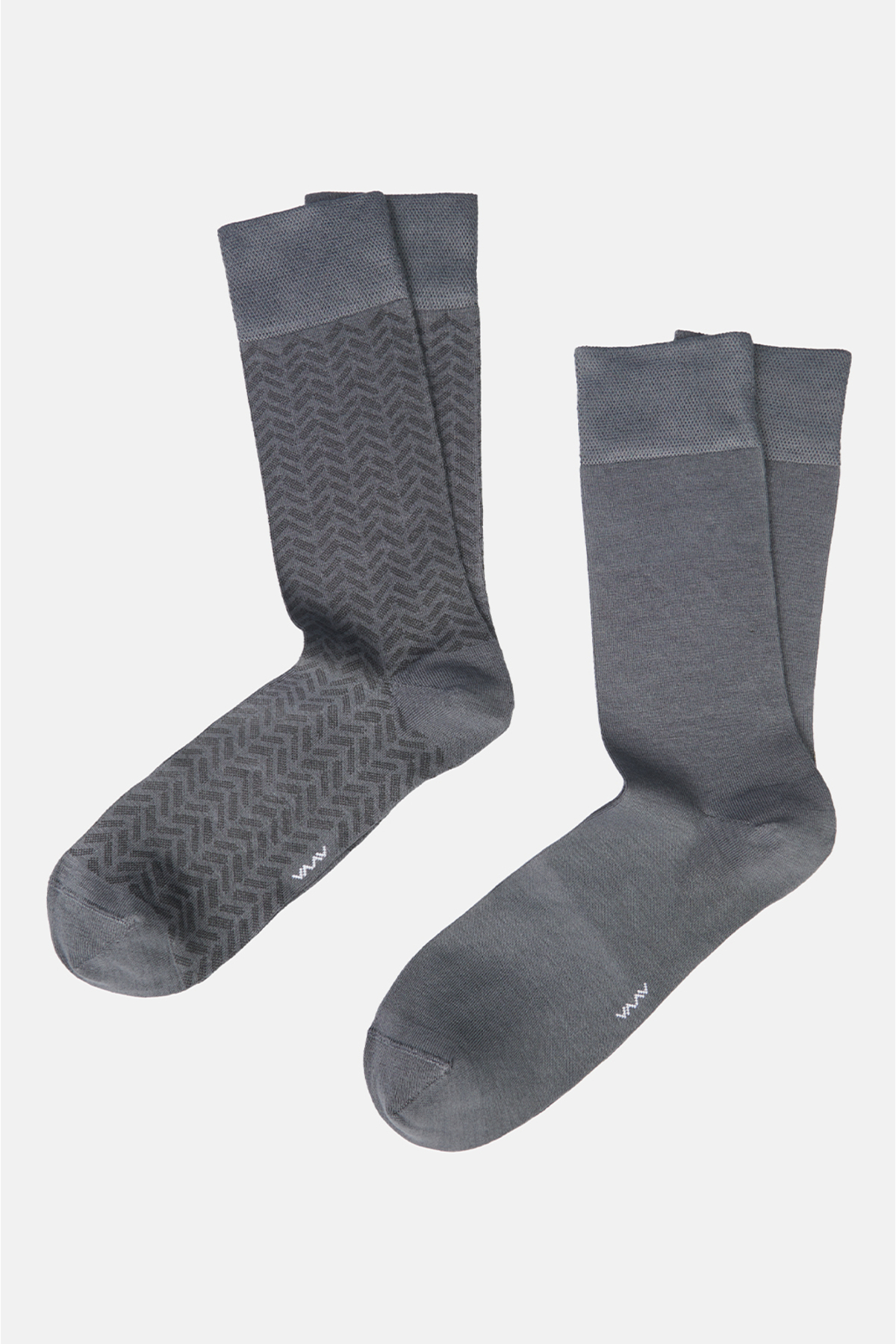 Avva Men's Gray Patterned 2-Pack Socks