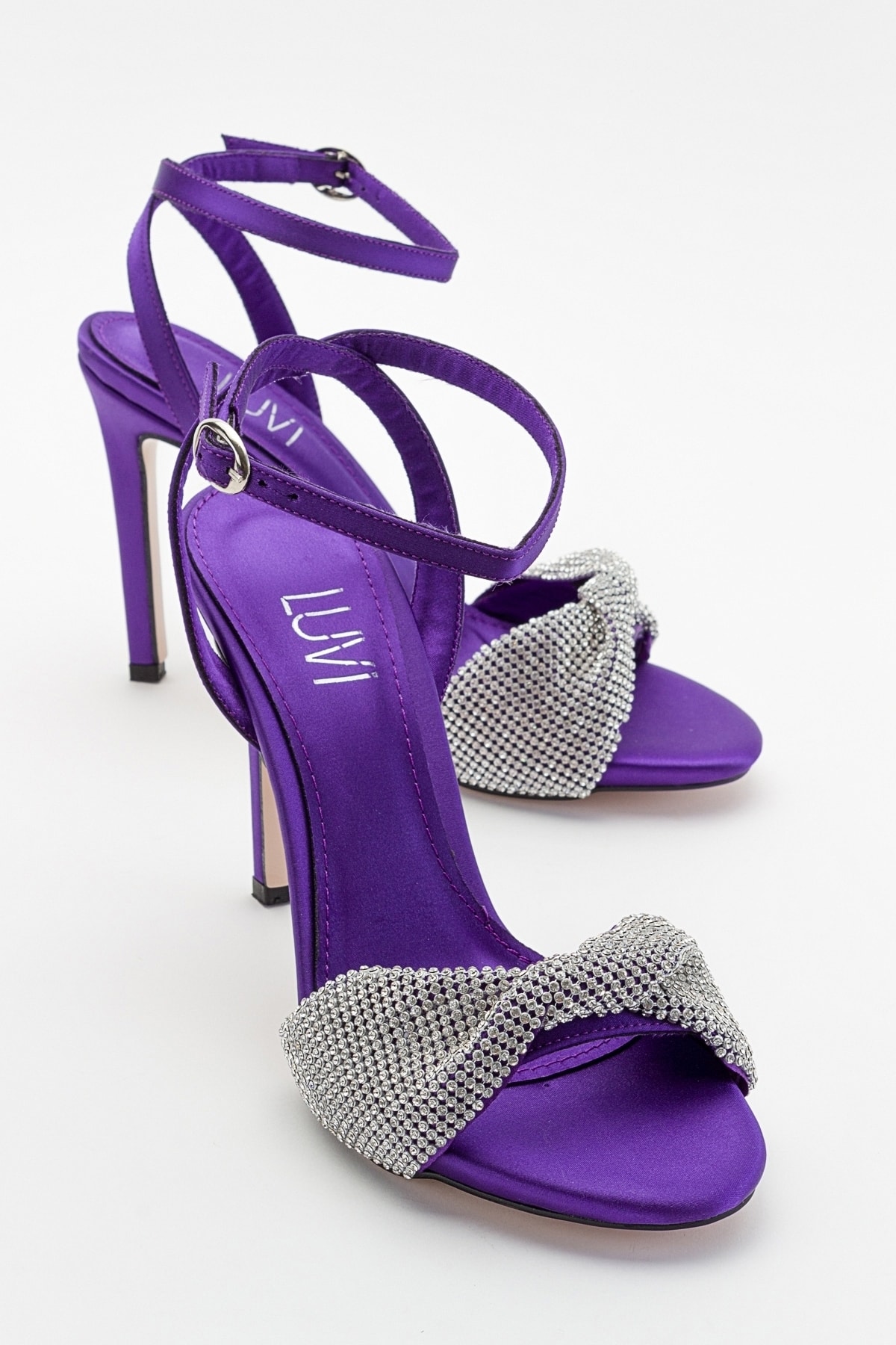 Levně LuviShoes Blas Women's Purple Satin Heeled Shoes