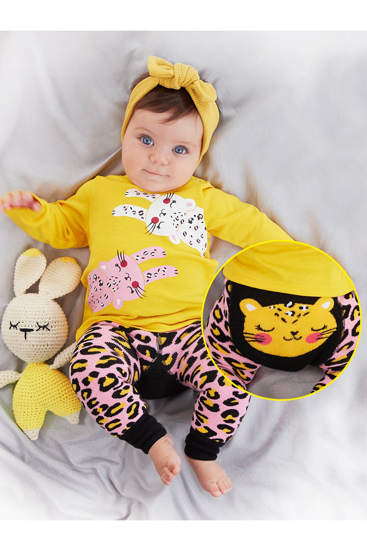 Denokids Leopard Baby Girl T-shirt Tights-Pants Set