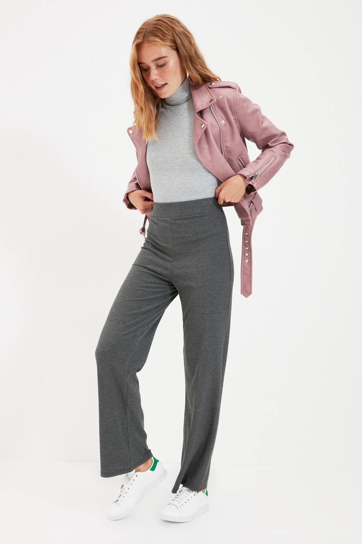 Trendyol Pants - Gray - Straight