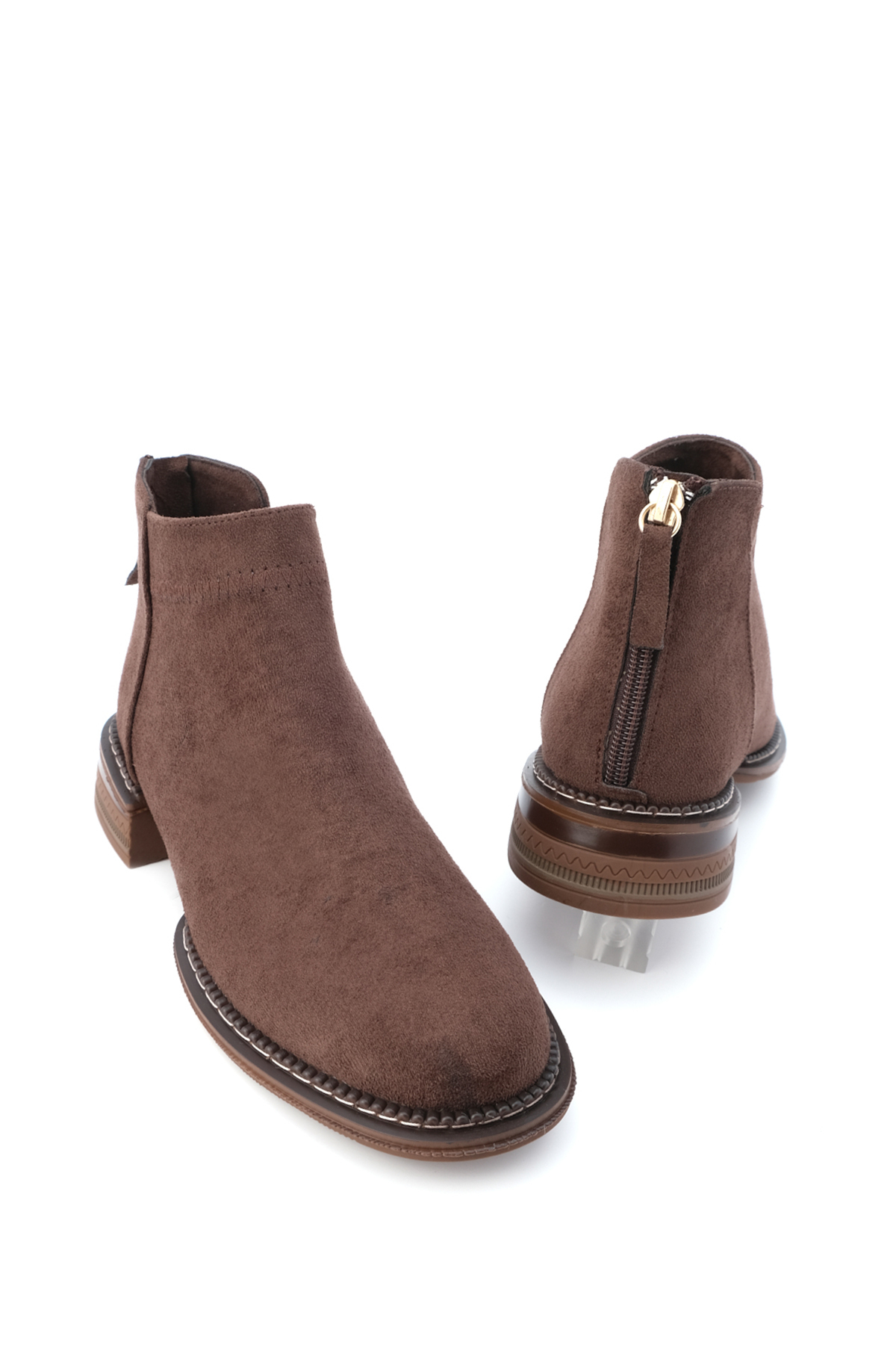 Levně Marjin Women's Casual Boots & Booties With Zipper At The Back Efren Brown.