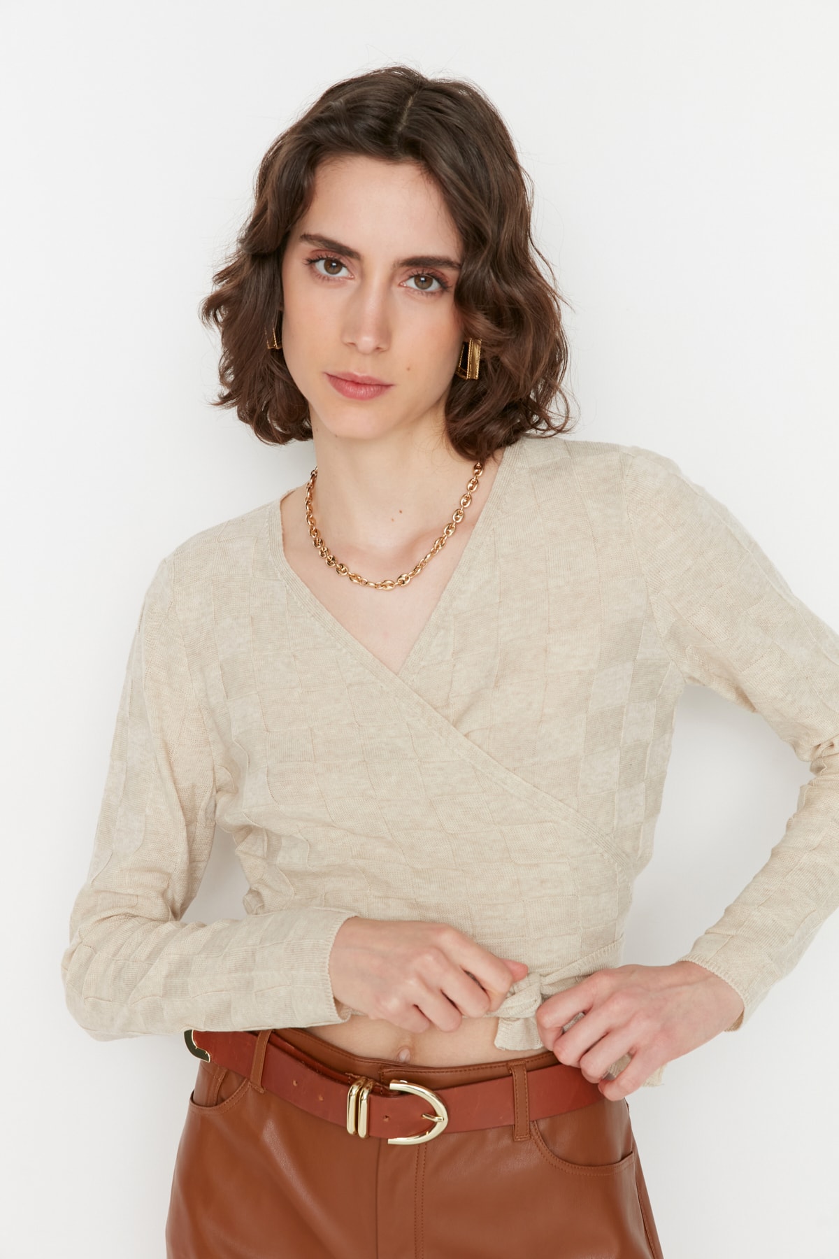 Trendyol Tie Stones Detailed Knitwear Sweater