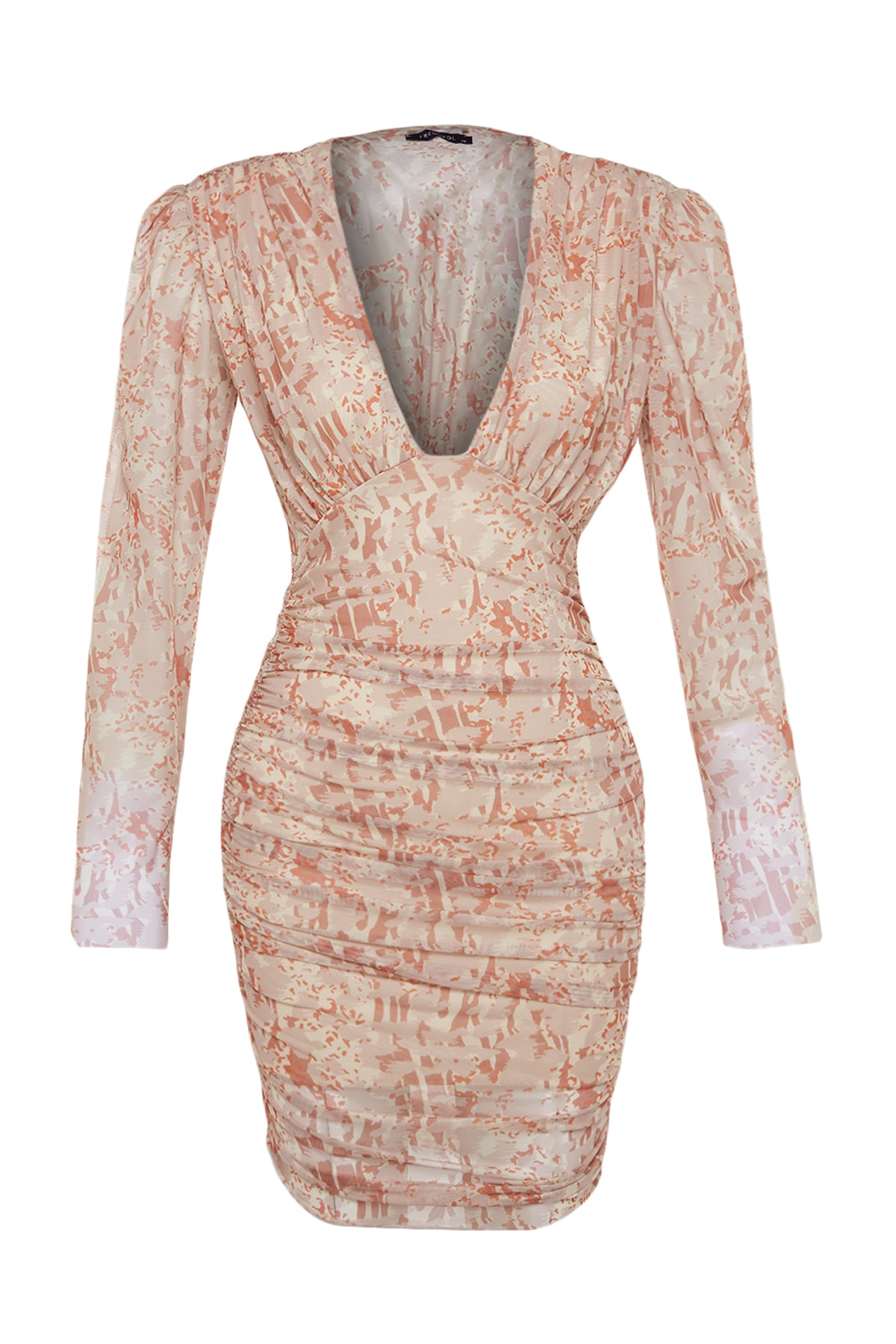 Rochie drapată cu imprimeu negru trendyol