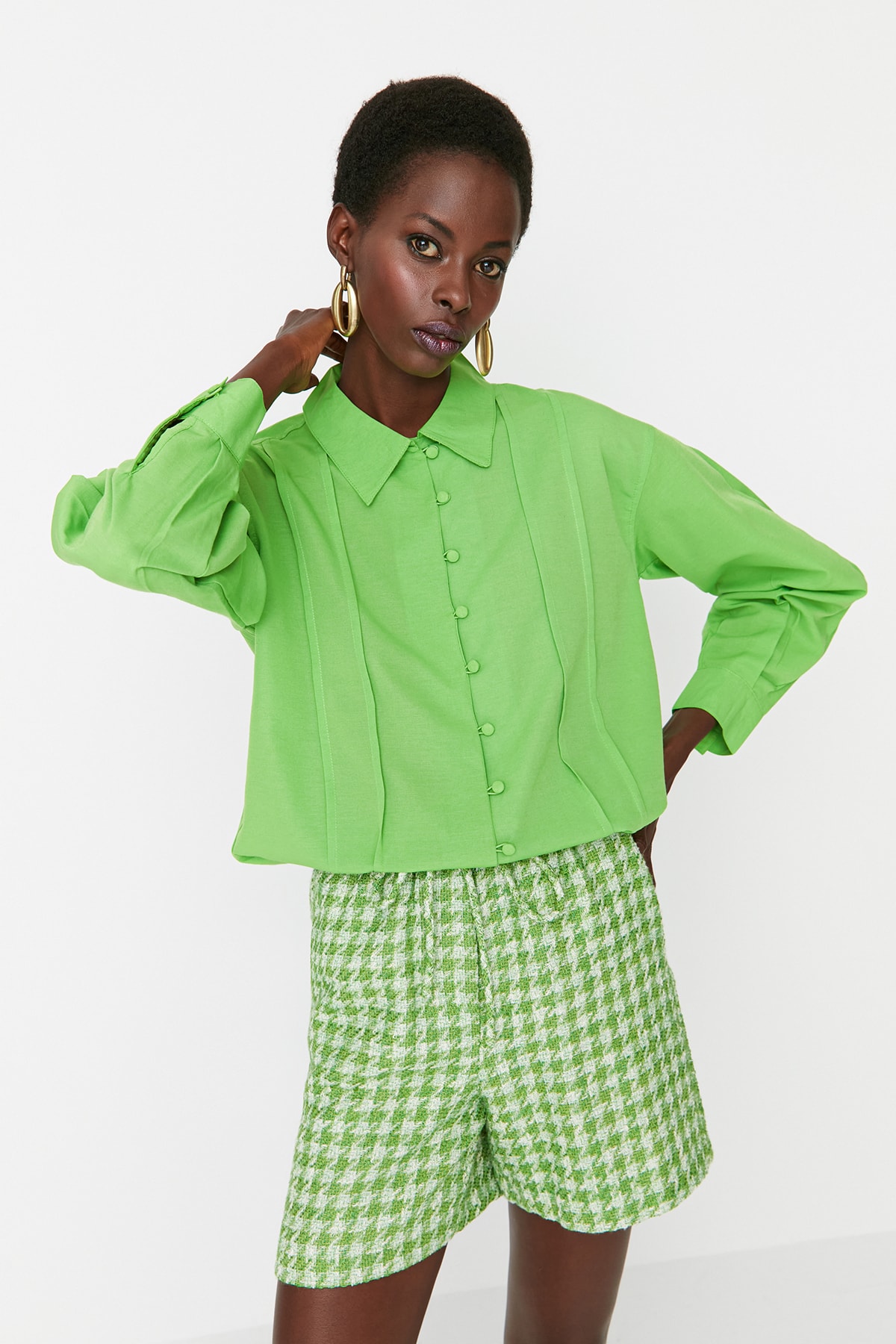 Levně Trendyol Shirt - Green - Regular fit