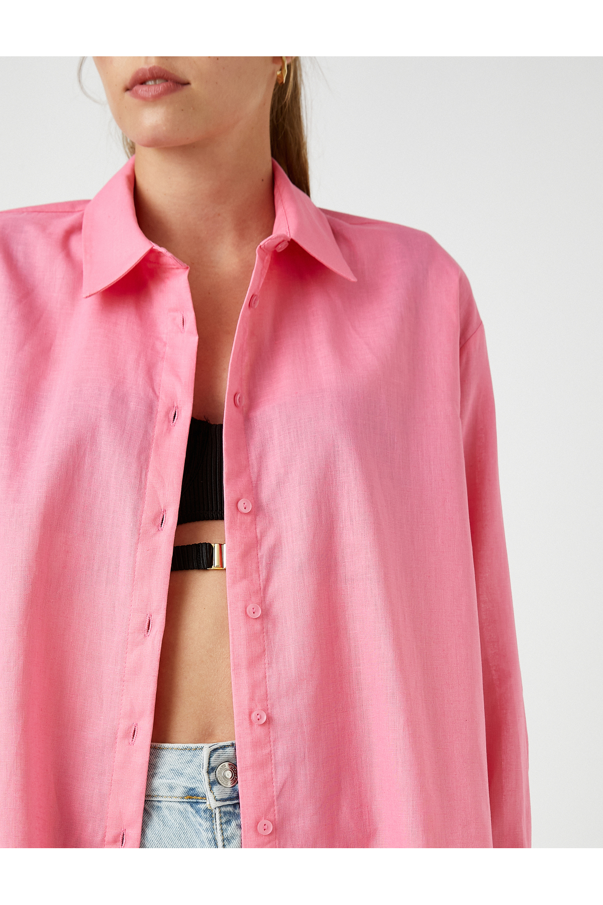 Koton Oversized Shirt Linen Blended
