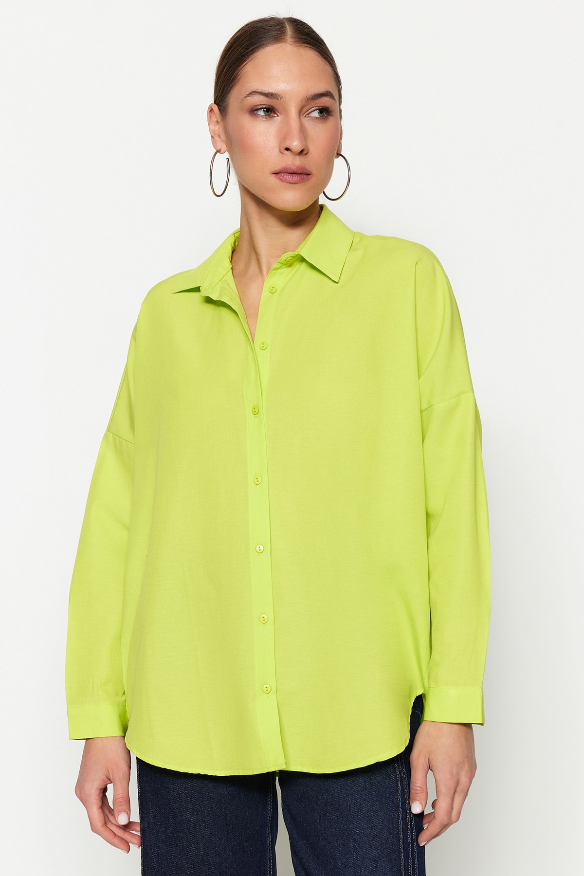 Trendyol Light Green Oversize/Wide Fit Woven Shirt