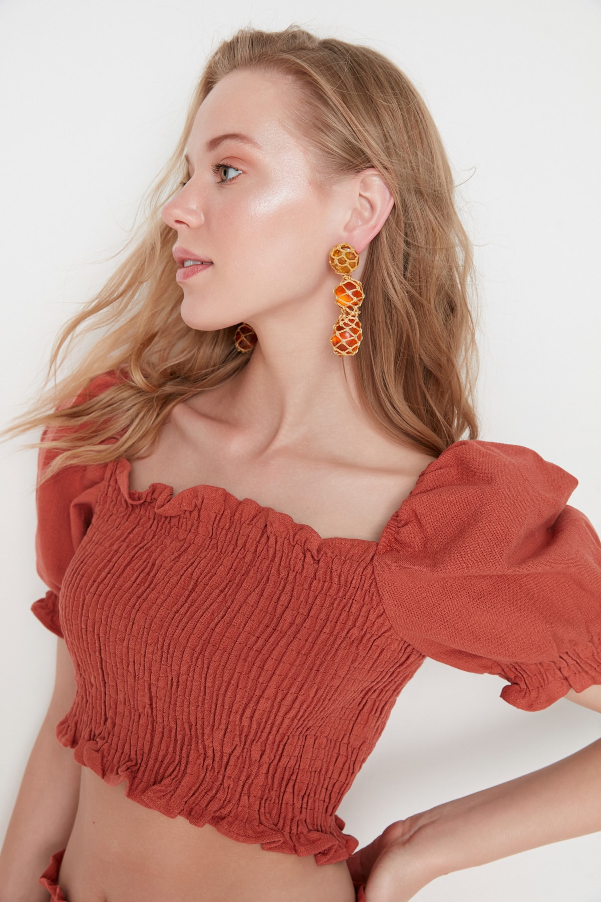 Trendyol Cinnamon Petite Gipe Blouse